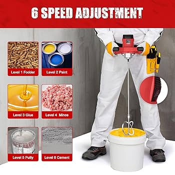 SUGIFT 2100W Electric Handheld Cement Mixer,Portable Mortar Concrete Mixer