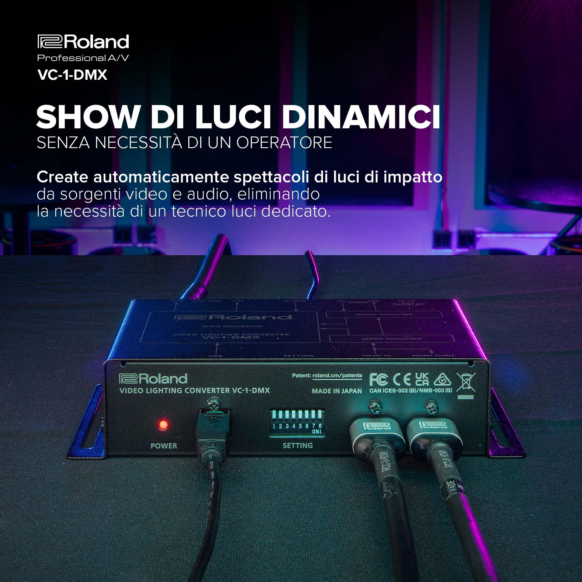 Roland VC-1-DMX Video Lighting Converter | Migliorate gli Eventi con Effetti Luminosi Dinamici | Analisi Video Avanzata | Illuminazione che si Muove con la Musica | Controllo MIDI