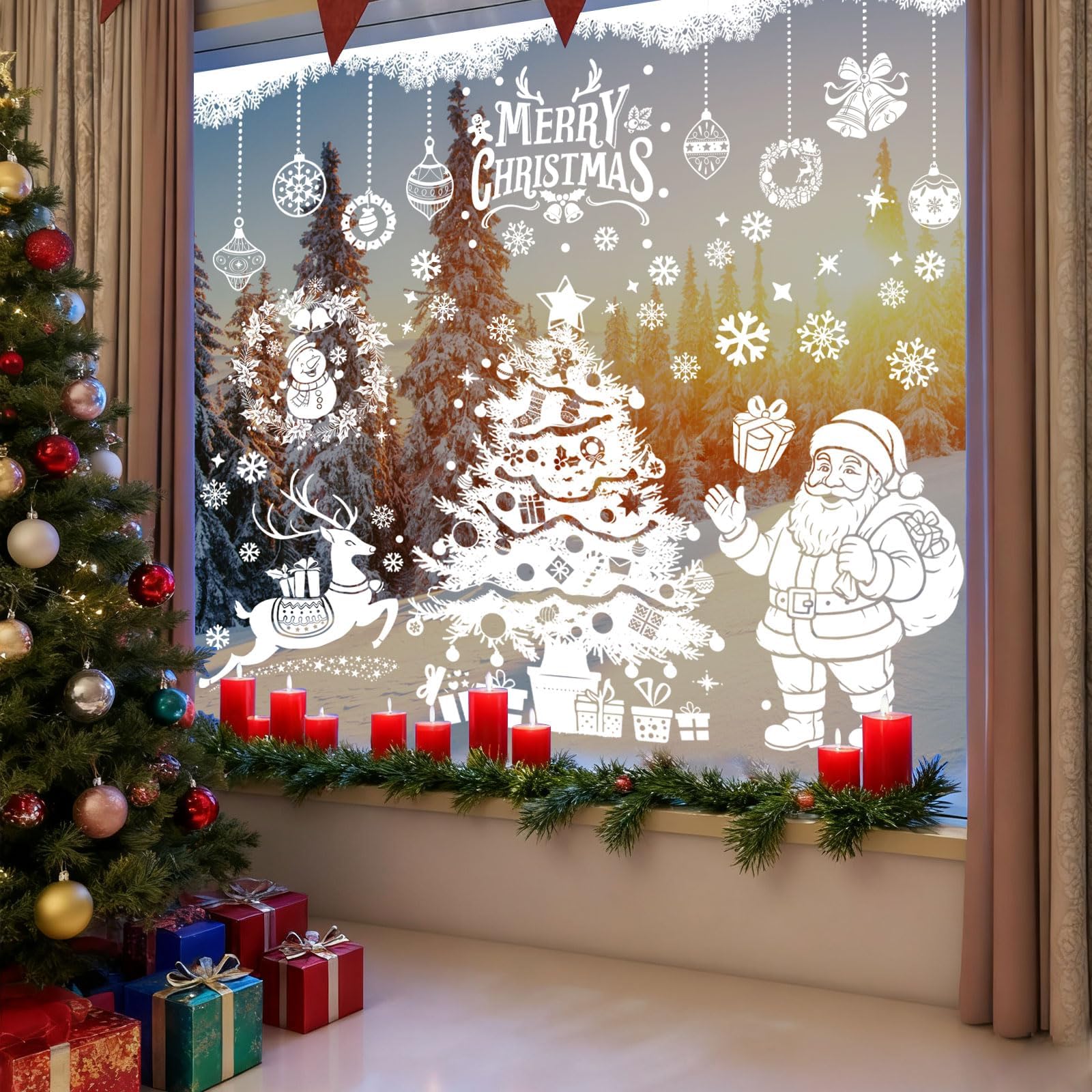 FAOKZE 155 adesivi per finestre di Natale, Vetrofanie Natalizie per