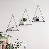 Vista 2 de Estantes flotantes para colgar en la pared de 17 x 5 pulgadas, organizador de madera envejecida, decoración rústica del hogar para sala de estar