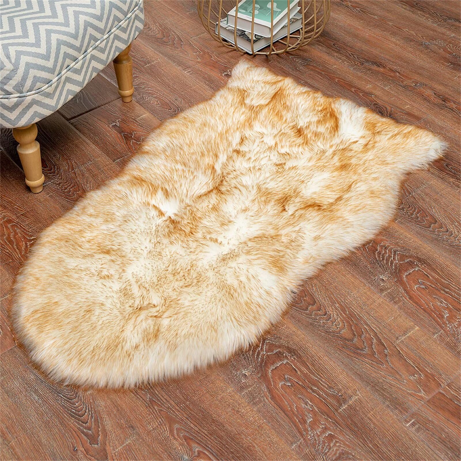 Faux Fur Area Rug, Ultra Soft Fluffy Shaggy Chair Seat Covers Sheepskin Fur Rug,Machine Washable Shag Fuzzy Rug,Decor Throw Rugs for Bedroom, Kids