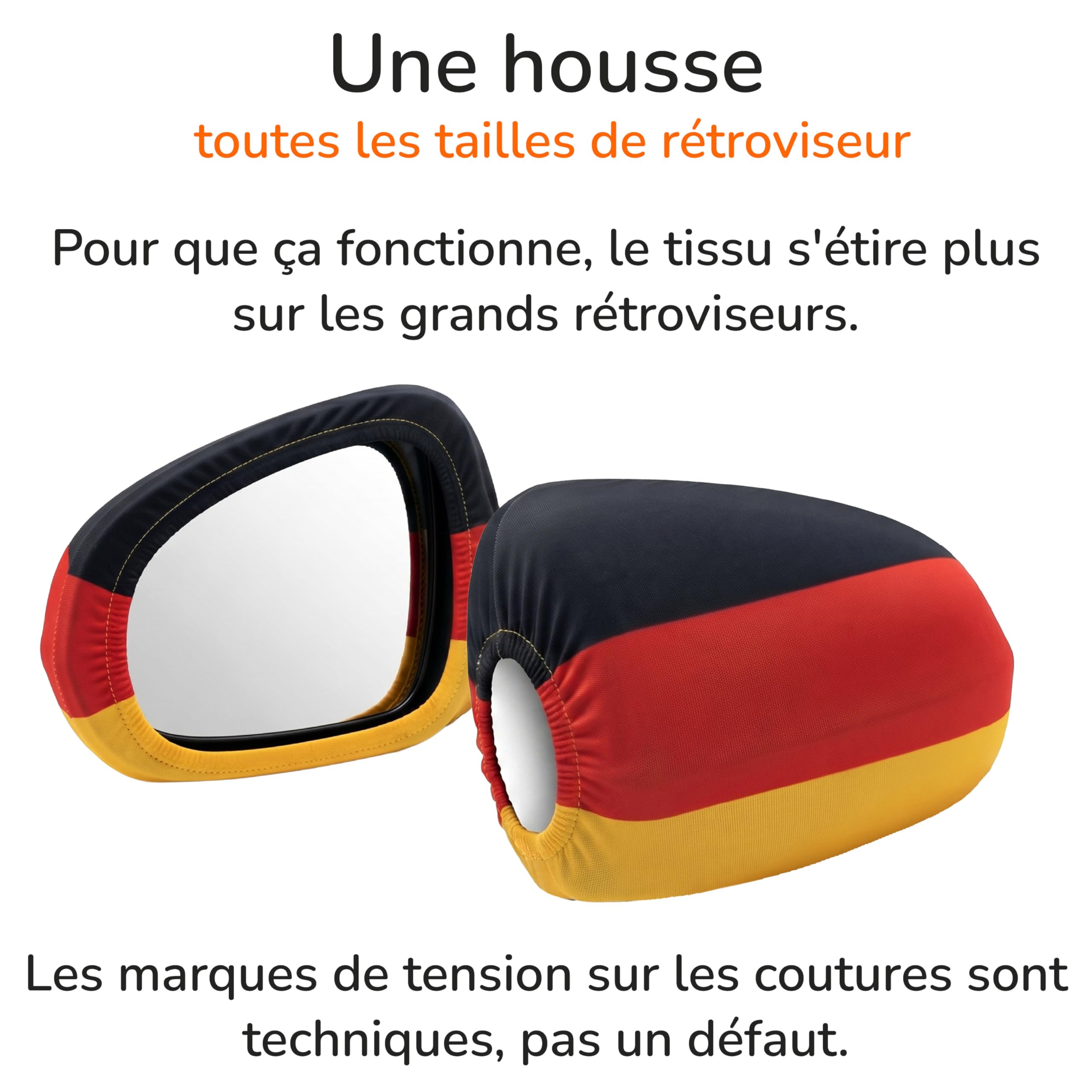 Upgrade4cars Drapeau de Voiture Allemagne + Housses Rétroviseurs Coupe du Monde 2026 | Fanion Auto Noir Rouge Or 45x30 cm | Drapeau National Voiture Article Fan Mondial MAX. 60 km/h