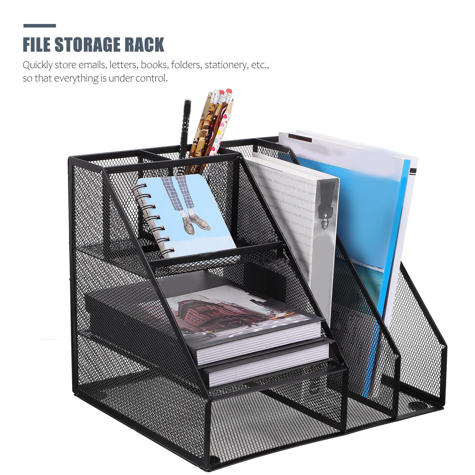 Organizzatore Documenti da Scrivania Multi Scomparto in Ferro Nero