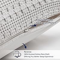 Vista 4 de PHF - Paquete de 2 fundas de almohada de 100% algodón, punto gofre, sin relleno, elegantes fundas decorativas para cama, sillón y sofá, 26 x 26