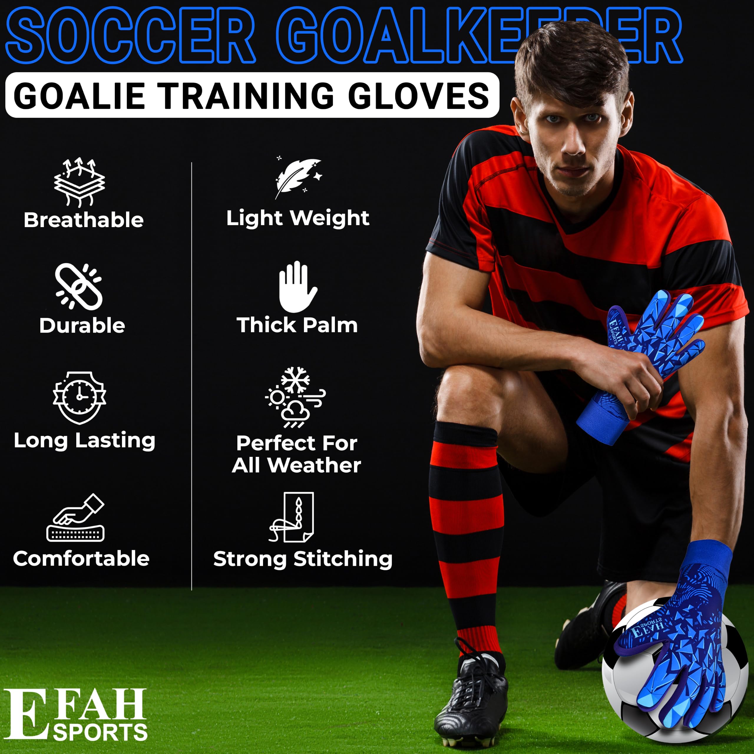 Gants de Gardien de But Enfants garçons Jeunes avec Paumes de Protection et Forte adhérence pour entraînement