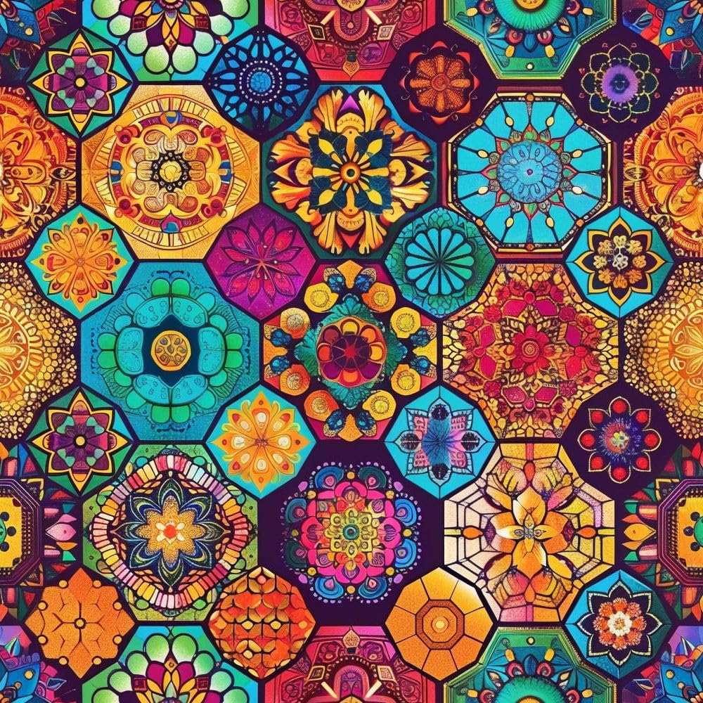 Jiaoqss L Pee And Stick Wallpaper Colorfu Indian Mandala Self Adhesive Wallpaper Stick On Wallpaper Removable Viny Wrap For Iving Room Bedroom Kitchen Wal Cabinets Decor