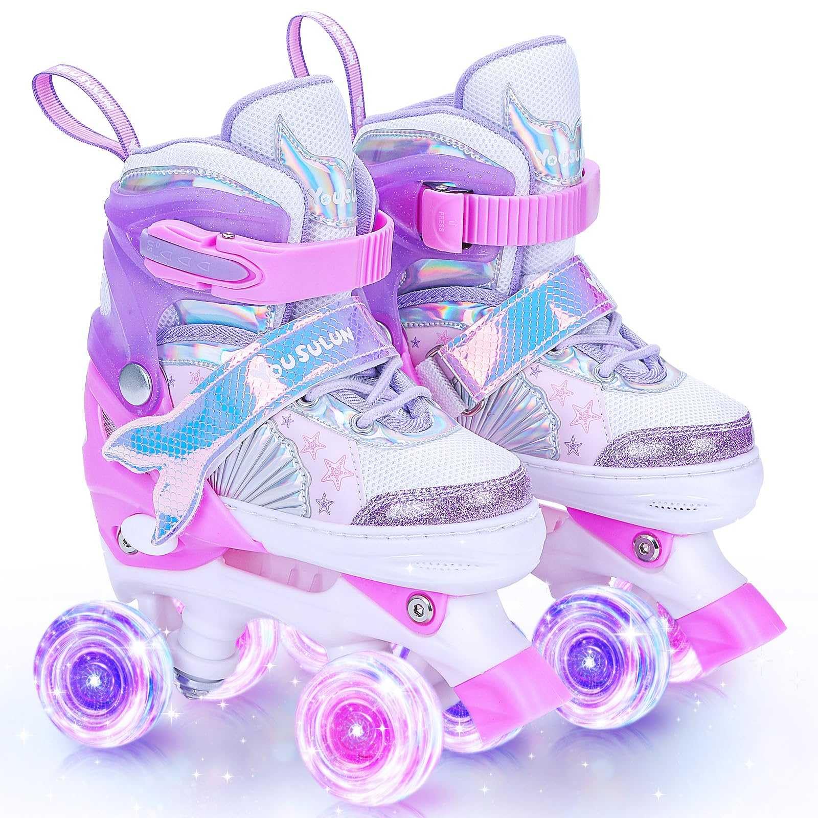 Kids Roller Skates for Girls Boys Kids, 4 Size Adjustable Light up Roller Skates for Girls Ages 5-8 8-12 and Boys Teens,Toddler Roller Skates for Girls Boys, Beginner Kids Roller Skates Indoor Outdoor