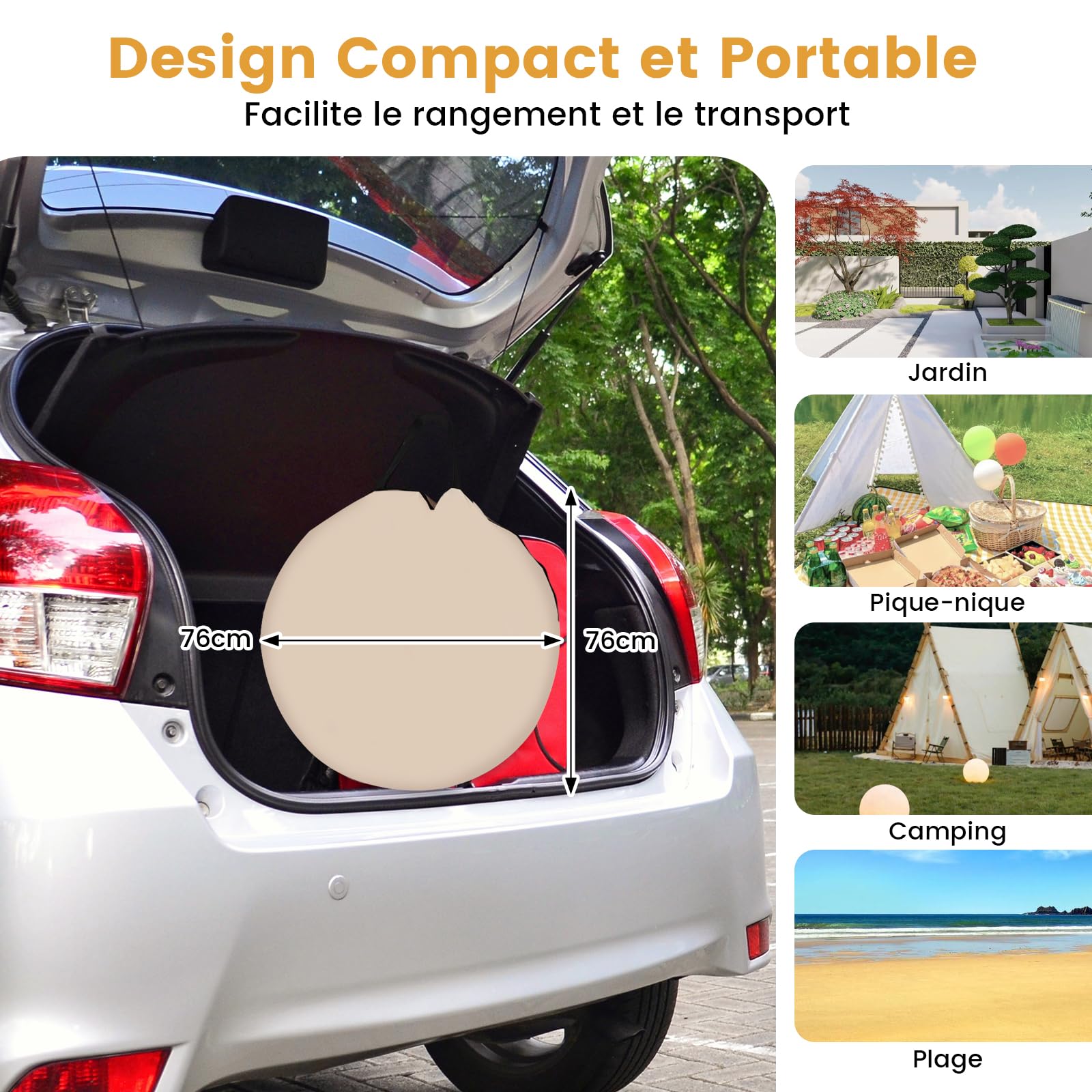 GOPLUS Tente Bulle Pop-Up 312x269x210 CM pour 4-6 Personnes, Dôme Extérieur Transparent en Fibre de Verre avec Porte Enroulable et Piquets, Cordes Anti-Vent, pour Camping/Pique-niques/Sport