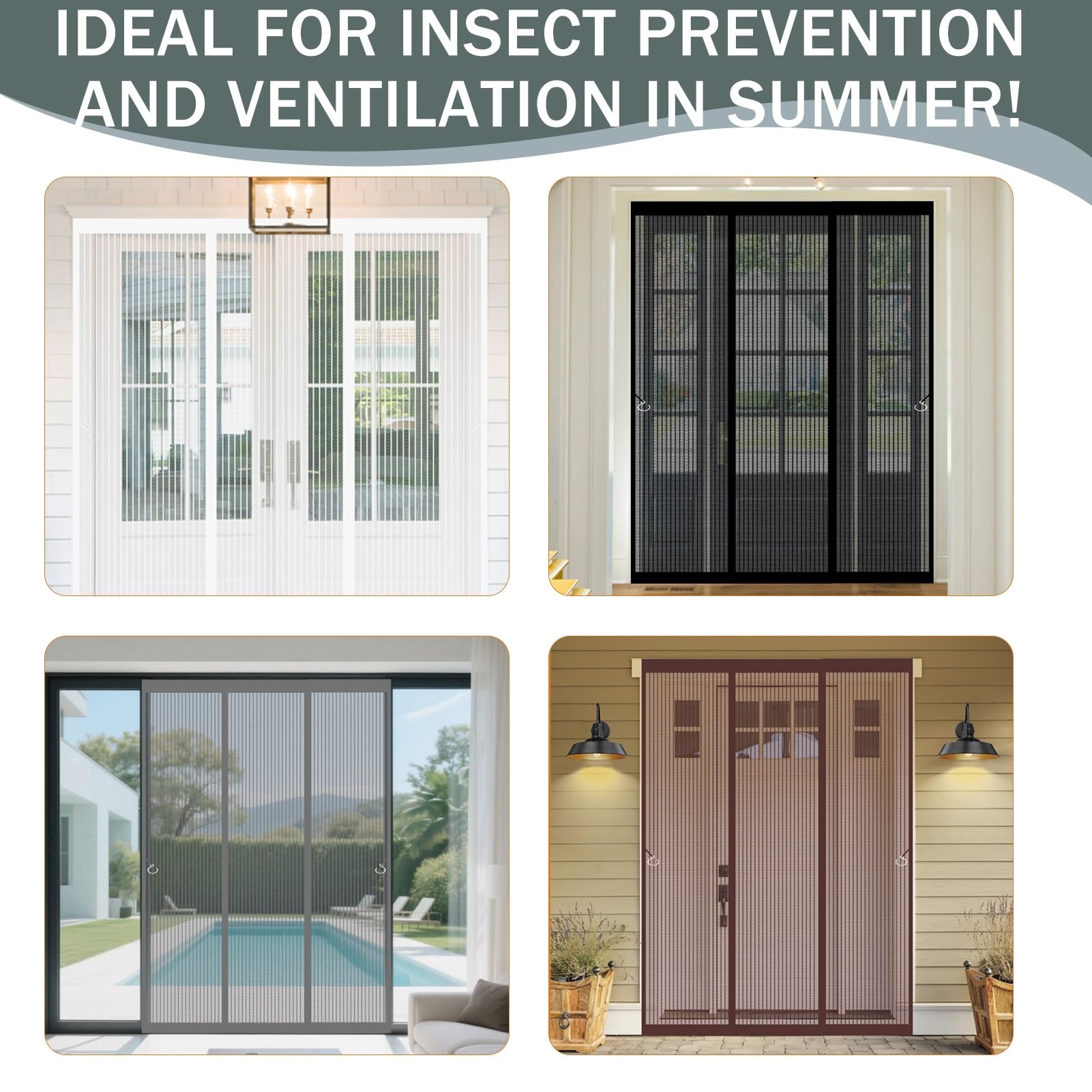 Mosquitera Magnetica 200 x 217 cm Proteger a su Familia Cortina Mosquitera Puerta Exterior Fácil Instalación sin Taladrar para Puertas Metálicas, Puertas de Rv, Blanco