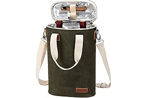 2 Bottle Wine Tote Carrier: Insulated Wine Cooler Bag with Corkscrew