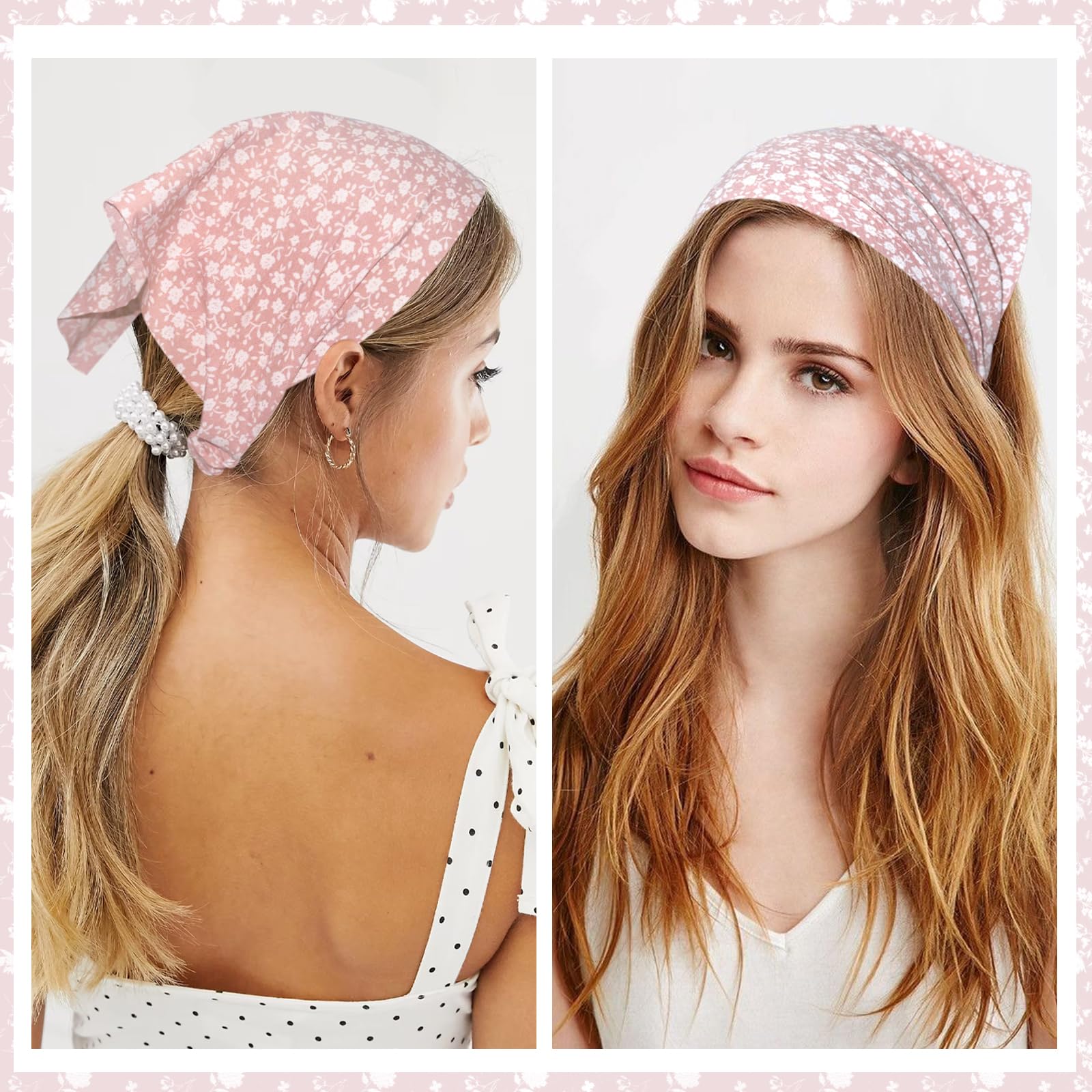 4 Pezzi Fascia Capelli Bandana, Capelli Floreale Fascia Elastica Boho Cerchietto Chiffon Carino Foulard per Donne Ragazze Accessorio