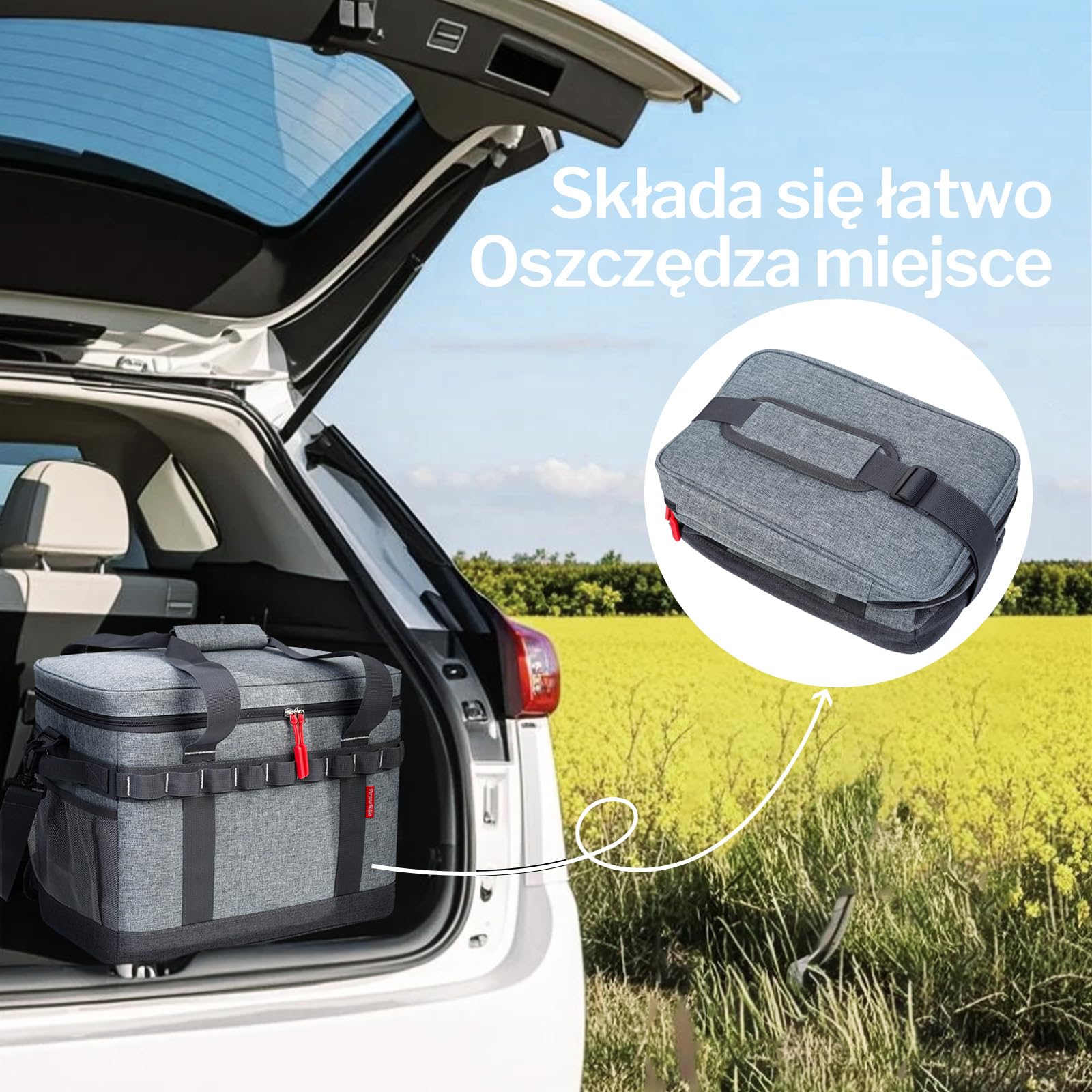 Torba Termiczna 20L, Składana Miękka Torba Chłodząca, 12h Chłodzenie, Lekka Skrzynka Chłodząca, Izolowana Torba Termiczna, Przenośna na Kemping, Piknik, Plażę, Pracę, Podróże