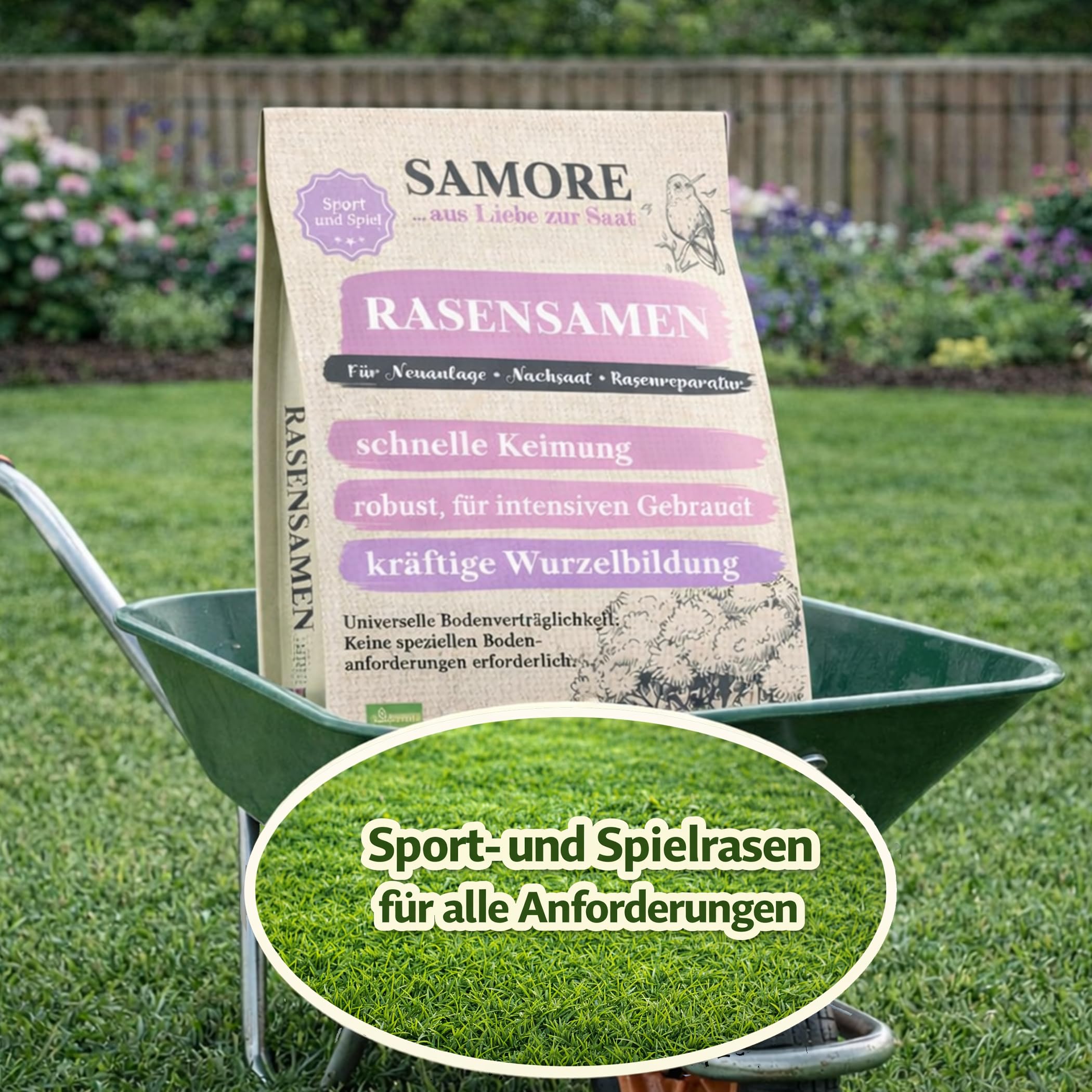 10 kg Rasensamen Sport und Spiel | schnellkeimend |reicht für 400m² Rasen | robust|tiefgrün | ideal für Neuansaat, Nachsaat, Rasensaat Grassamen | trockenresistent | dürreresistent - Made in Germany