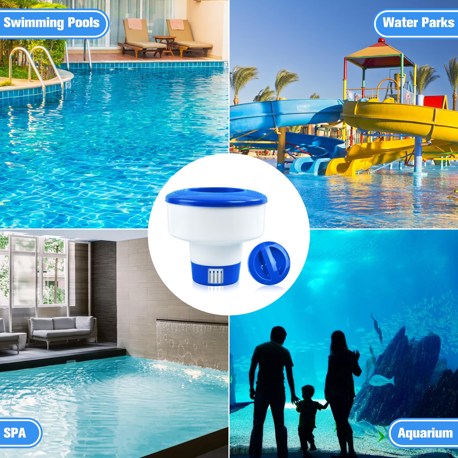 7" Distributeur de Chlore Flottant, Diffuseur Chlore Piscine, Distributeur de Chlore pour Piscine, Distributeur Flottant, Diffuseur de Chlore pour Piscine/Spa/Fontaines