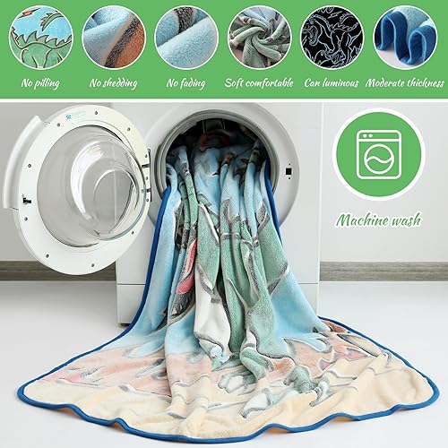 Miniatura 3 de Manta de dinosaurio que brilla en la oscuridad, regalos de juguetes de dinosaurio de cumpleaños para niños de 1, 2, 3, 4, 5, 6, 7, 8, 9, 10 años,