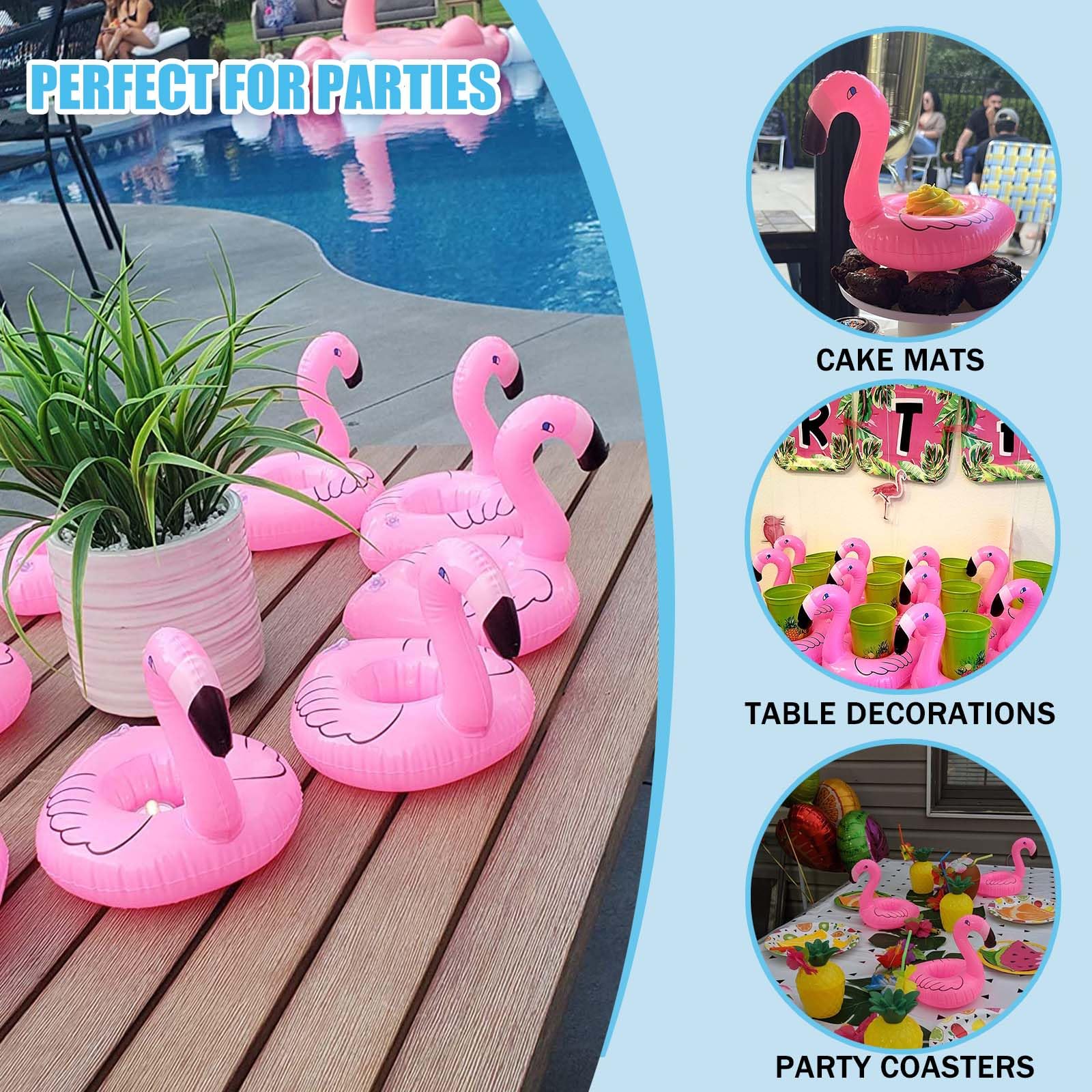 Inflatable Drinks Holder, 6 Pcs Inflatable Drink Holder Float, Cute Flamingo Cup Coasters Pool Drink Floats, Durable/Sturdy - Image 4