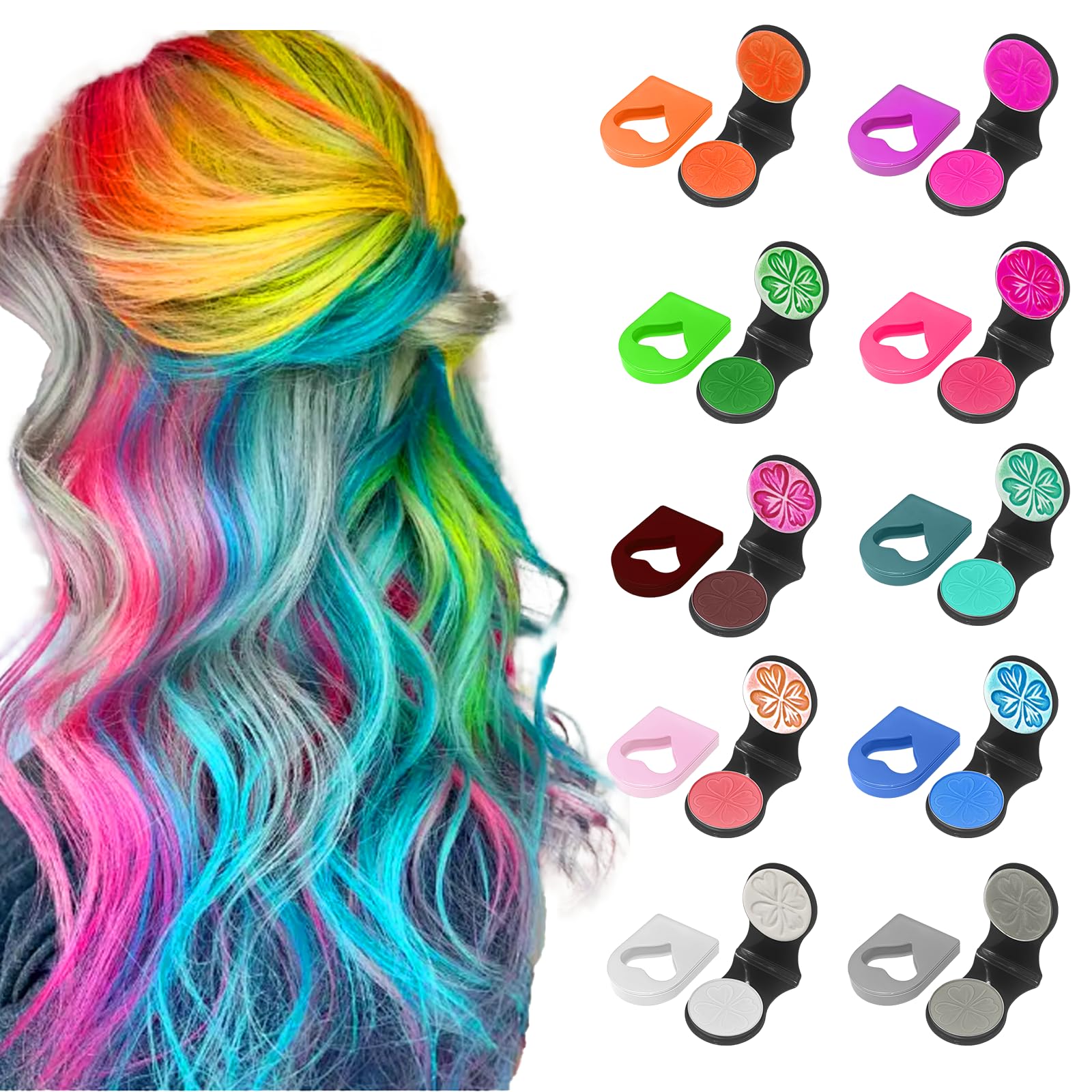 10 Farben Haarkreide Set, Tragbare Haarfarbe Kreide, 10 Auswaschbare Farben Haarkreide, Temporäre Haarfärbe-Stifte Auswaschbar, Ideal für Ostergeschenke, Weihnachten, Geburtstagsparty