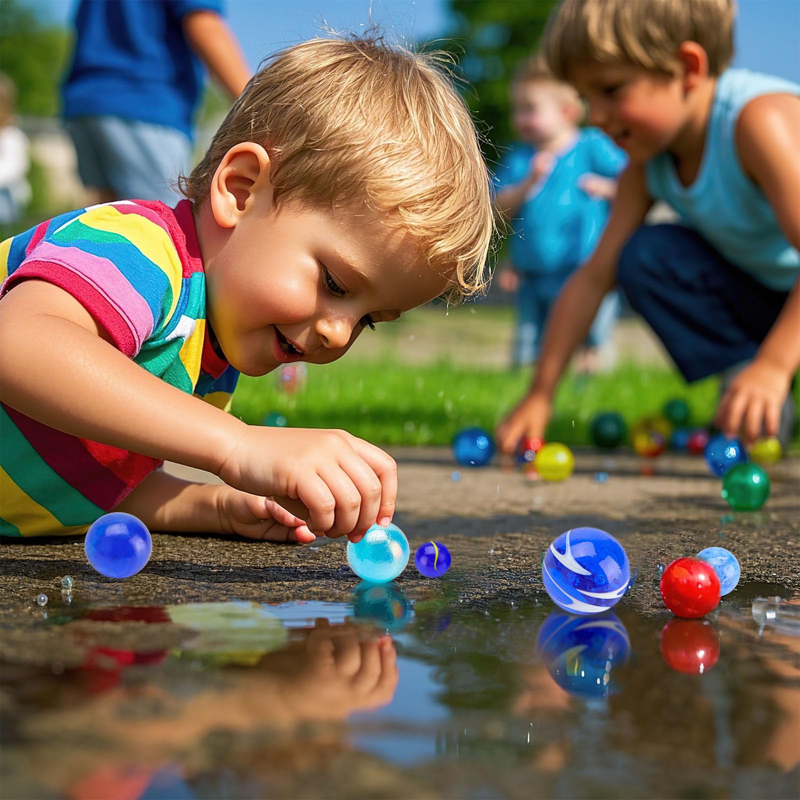 SallyFashion 85PCS Glass Marbles for Kids, with Drawstring Bag, Assorted Sizes for Party Favor Stocking Stuffer, Board Game, Planet Theme - Image 7