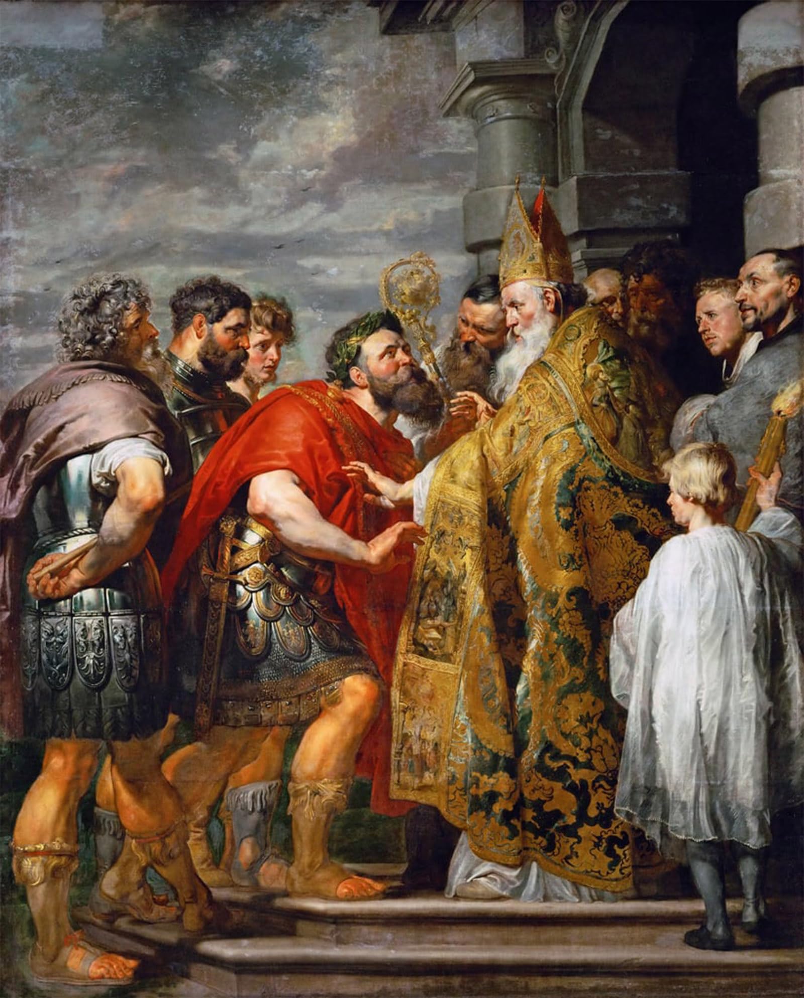 POSTERIIk Vintage Print Pop Art Landscape Artwork Saint Ambrose of Milan and Emperor Theodosius I the Great Saint Ambrose by Peter Paul Rubens Art Prints for Office Home Decor 60x90cm