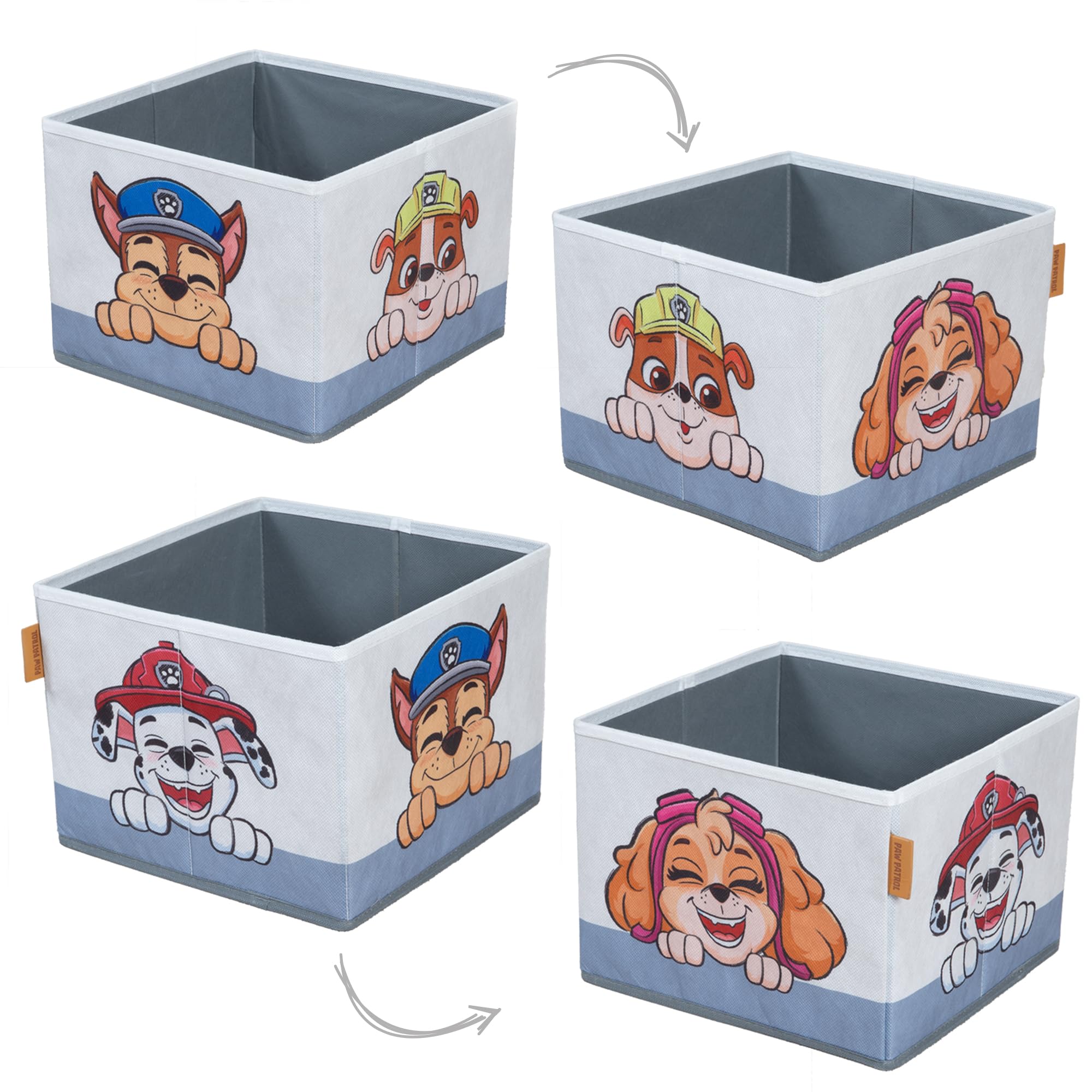Paw Patrol Klappbare Sitzbank mit 2 Aufbewahrungsboxen, umbaubar zum Kindertisch, Holz grau/blau ab 18 Monaten