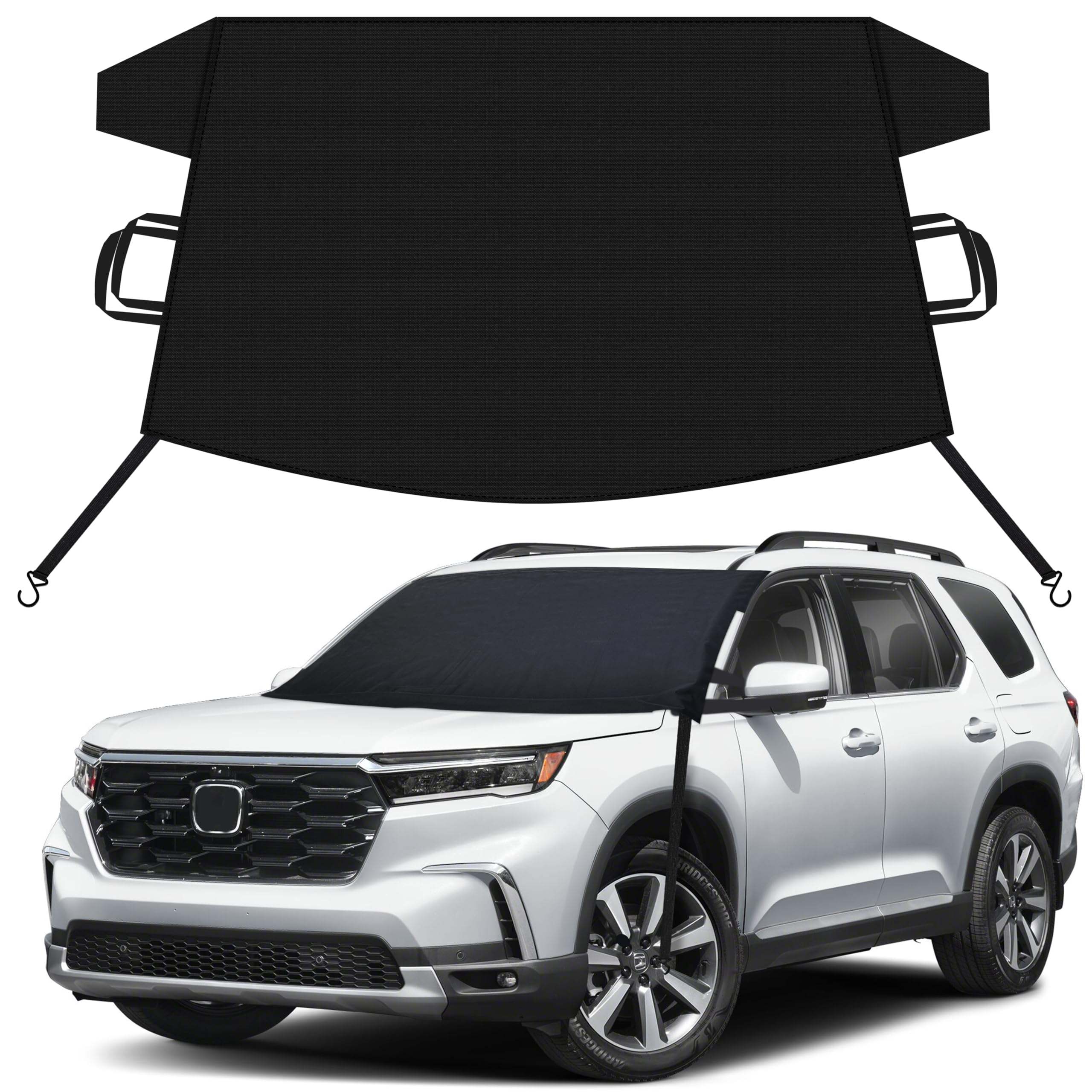 EcoNour Car Snow Cover Compatible for Honda Pilot | Windshield Cover for Ice and Snow with S-Hook Straps | Heavy-Duty 600D Oxford Winter Car Cover, Waterproof &amp; Anti-Slip