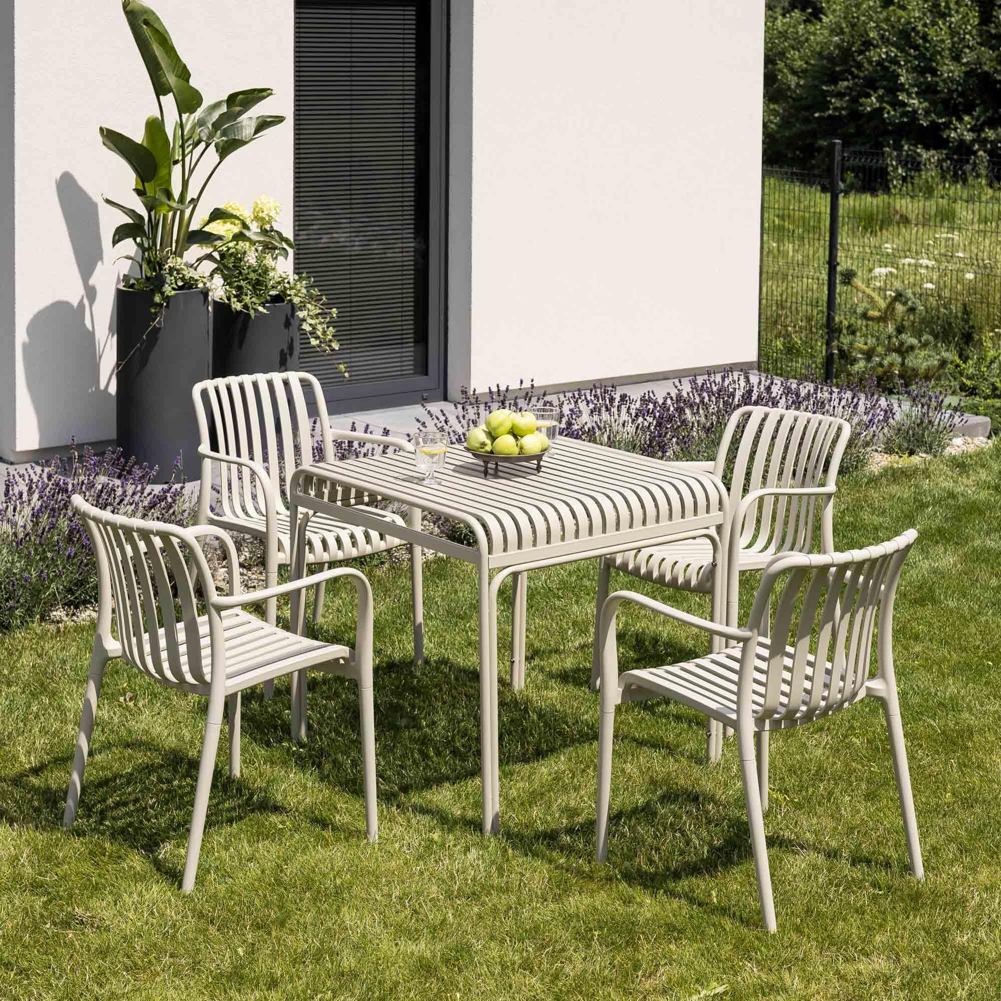 di volio Gartentisch 80x80 cm Metall quadratisch wetterfest Outdoor Liwio