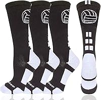 Londkaron Volleyball Socks (2 Pairs) with Logo - Soft Mid-Calf Crew Athletic Socks, Moisture-Wicking Grip for Volleyball & Sports