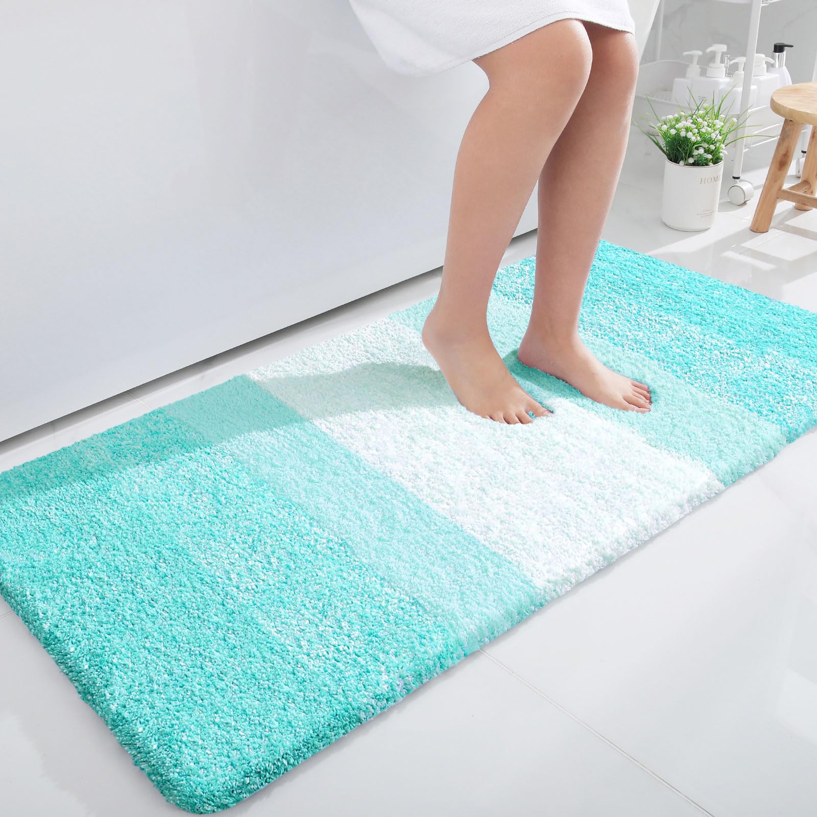 Photo 1 of OLANLY Large Bathroom Rugs Mat 40x24, Extra Soft Absorbent Microfiber Bath Rugs, Rubber Backing, Quick Dry, Machine Washable Bath Mats for Bathroom Floor, Tub and Shower, Home Decor Accessories, Teal