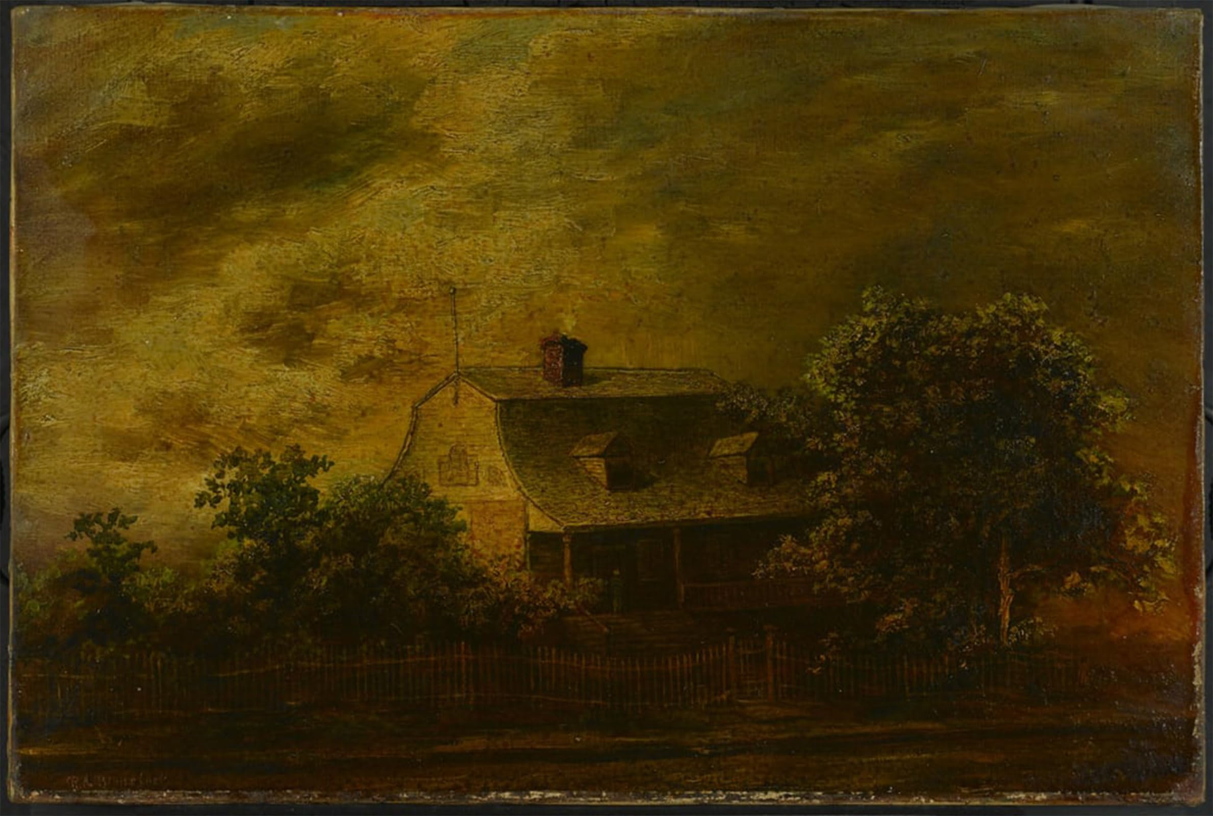 POSTERIIk Vintage Art Print Images Pictures Print Farmhouse of F B Guest by Ralph Albert Blakelock Modern Colour Posters for Office Home Decor 60x90cm