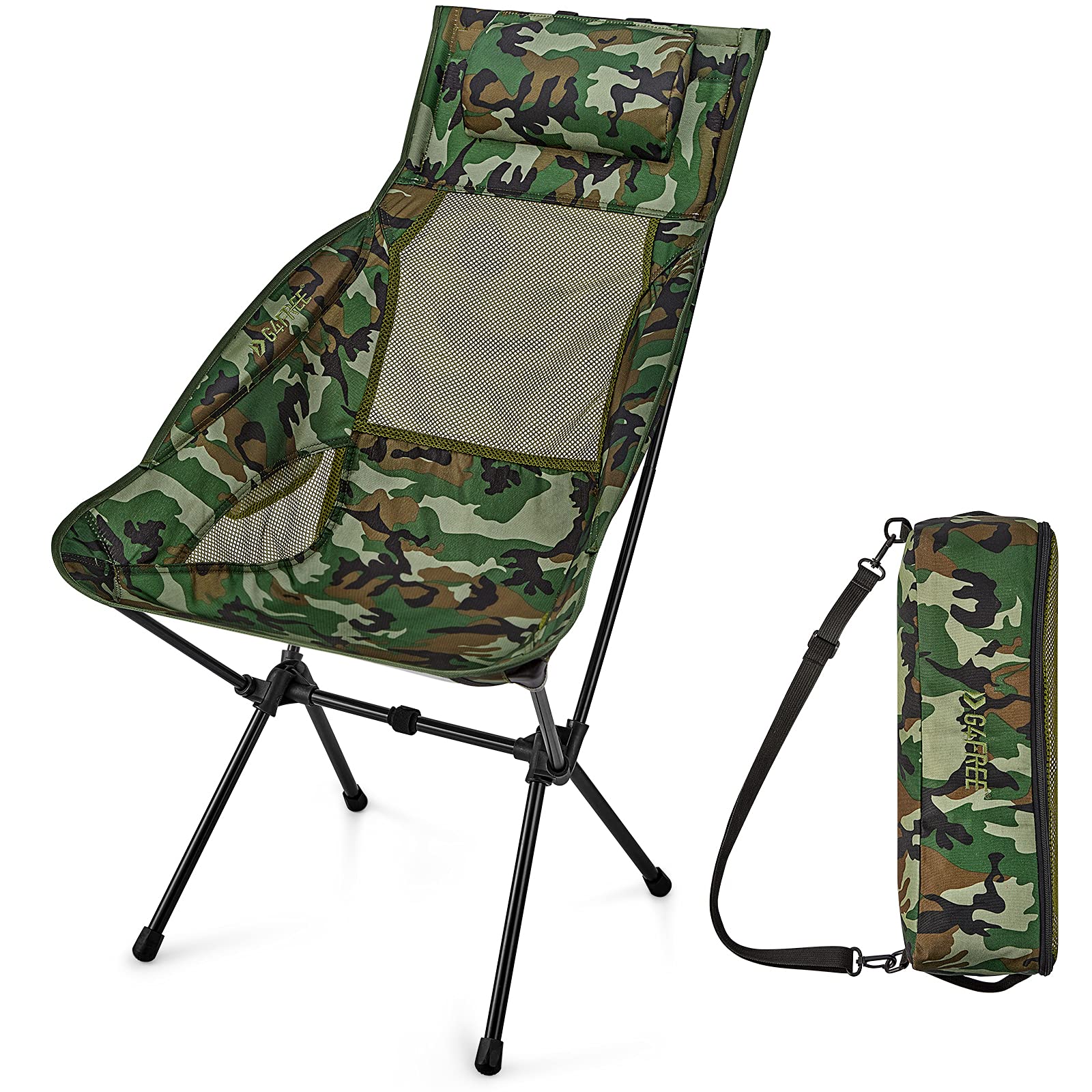 G4Free Folding Camping Chair, High Back Lightweight Camp Chair with Removable Pillow, Side Pocket & Carry Bag, Compact & Heavy Duty 300lbs for Outdoor, Picnic, Festival, Hiking, Backpacking