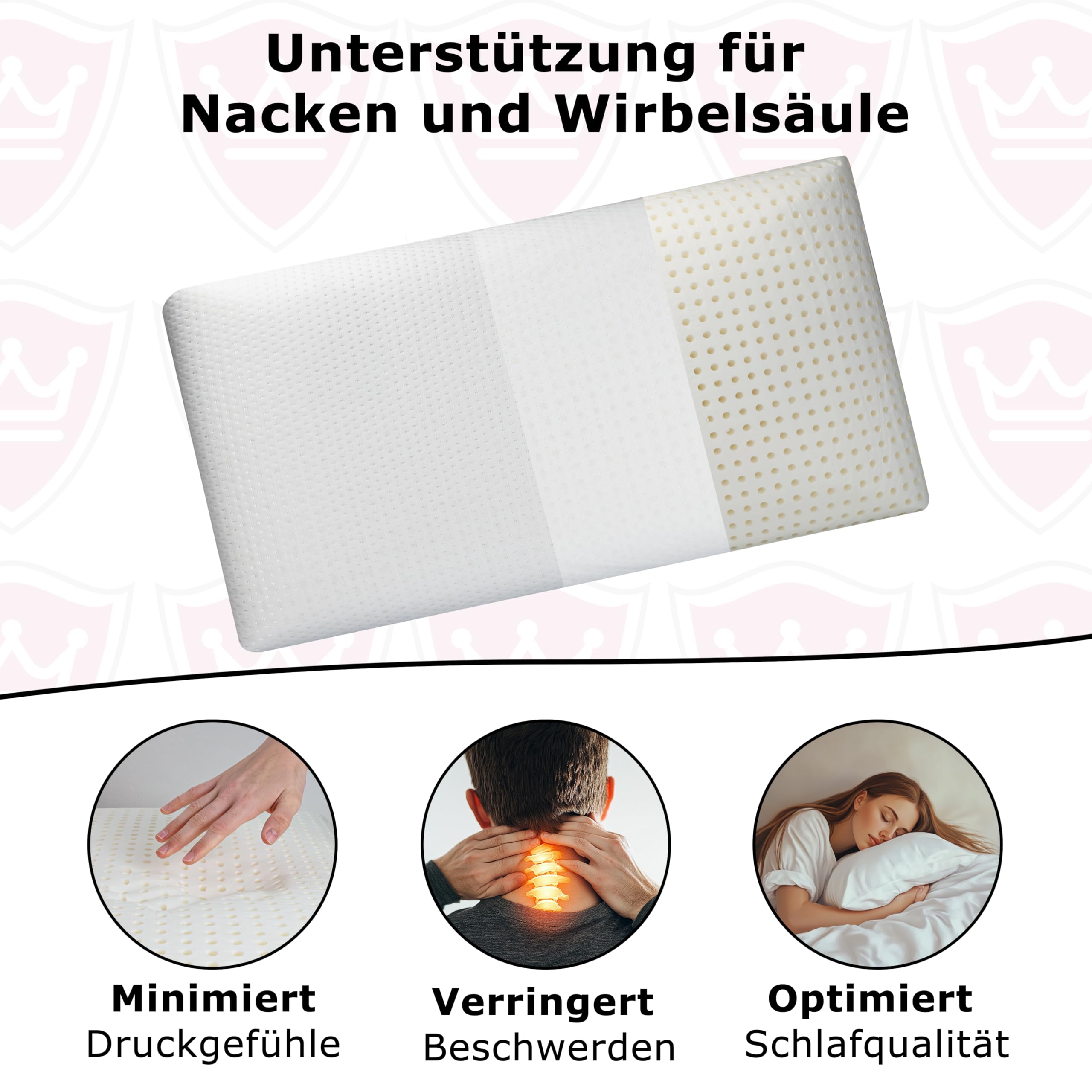 Supply24 since 2004 Orthopädisches 80x40 cm Gelschaum Kopfkissen – Made in Italy | Atmungsaktiv mit Klimabohrungen | Feiner Baumwollbezug & bequemer Polyester-Außenbezug (Weiß, Höhe: 9 cm)