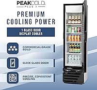 Vista 65 de PEAKCOLD+ 2-Door Upright Display Refrigerator - 25.7 Cubic Ft Energy Efficient Black Merchandiser Refrigerator With Glass Doors, White Interior &