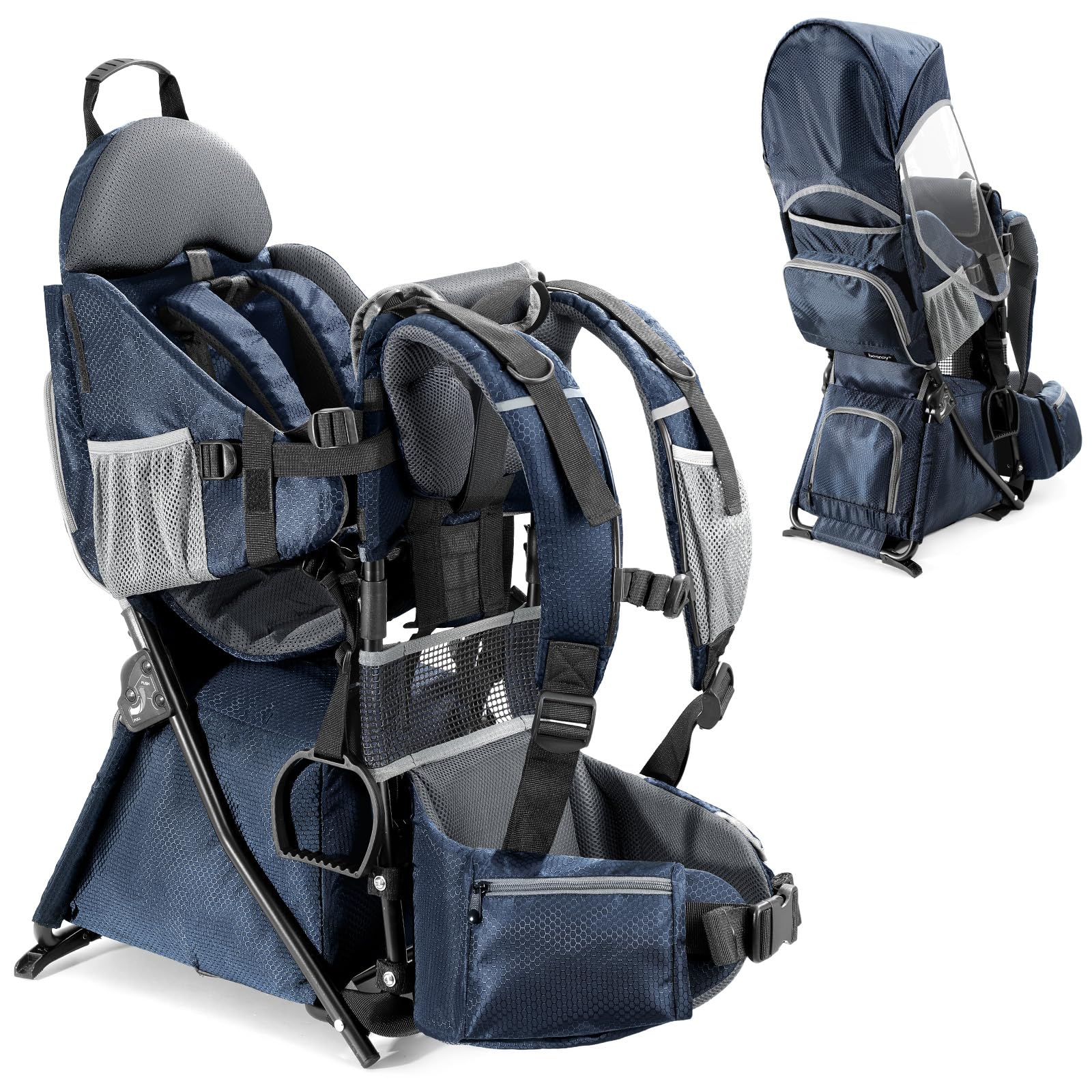 besrey Mochila portabebés, portabebés ergonómico, mochila de senderismo segura para niños pequeños con gran espacio de almacenamiento, asiento acolchado ajustable para niños