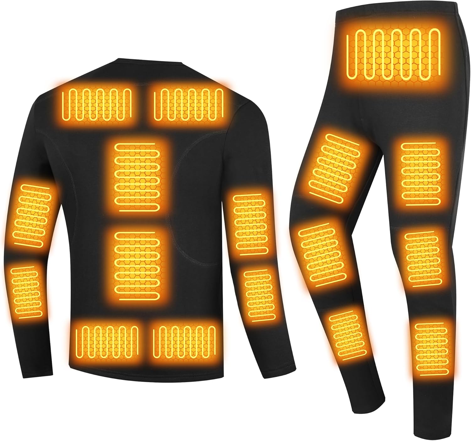 Heating Underwears Shirt and Pant, Men's Thermal Long Johns Set Electric Heated Baselayer for Motorcycle Skiing