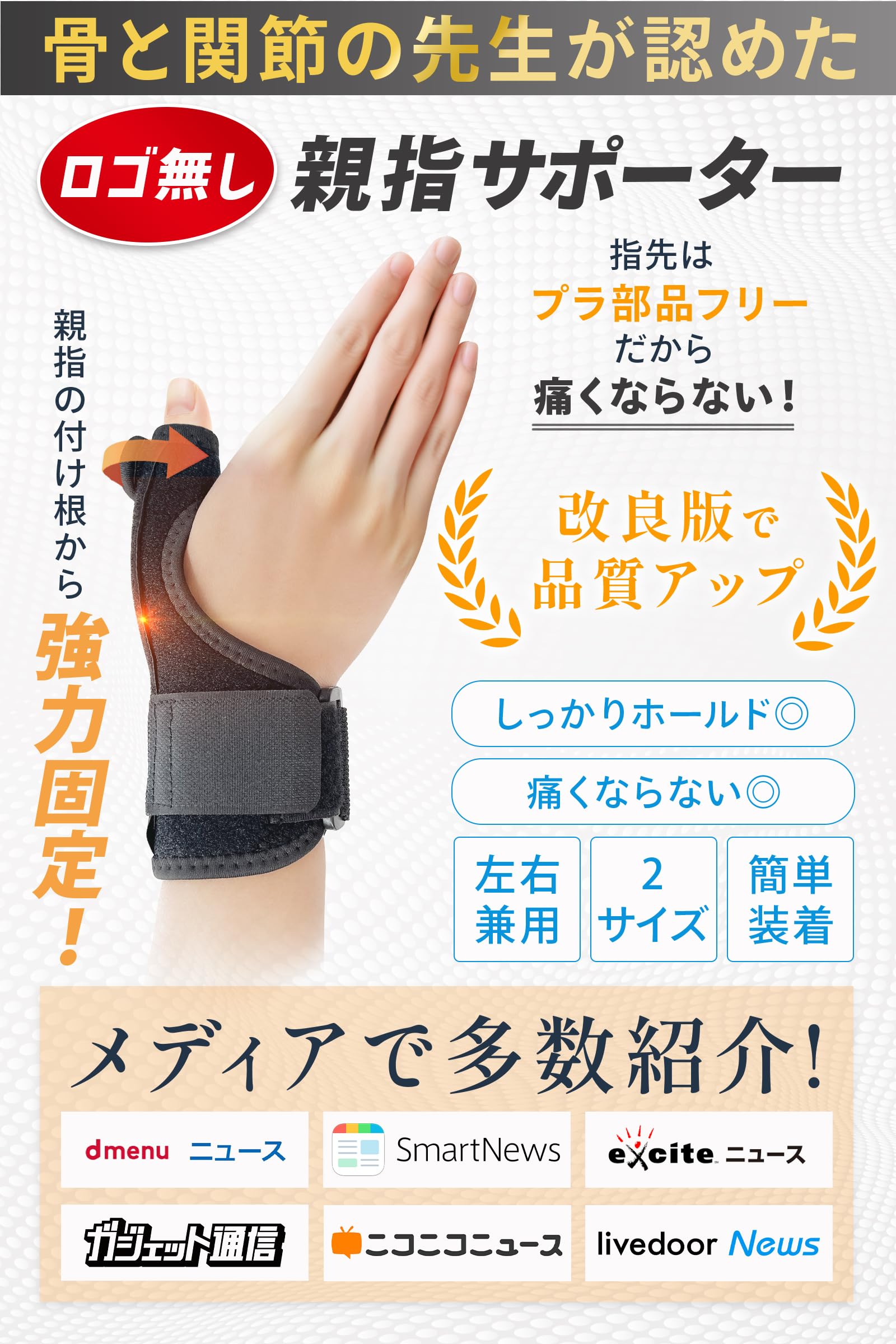 Amazon | 【先生監修改良】 親指サポーター ロゴ無し プレート固定