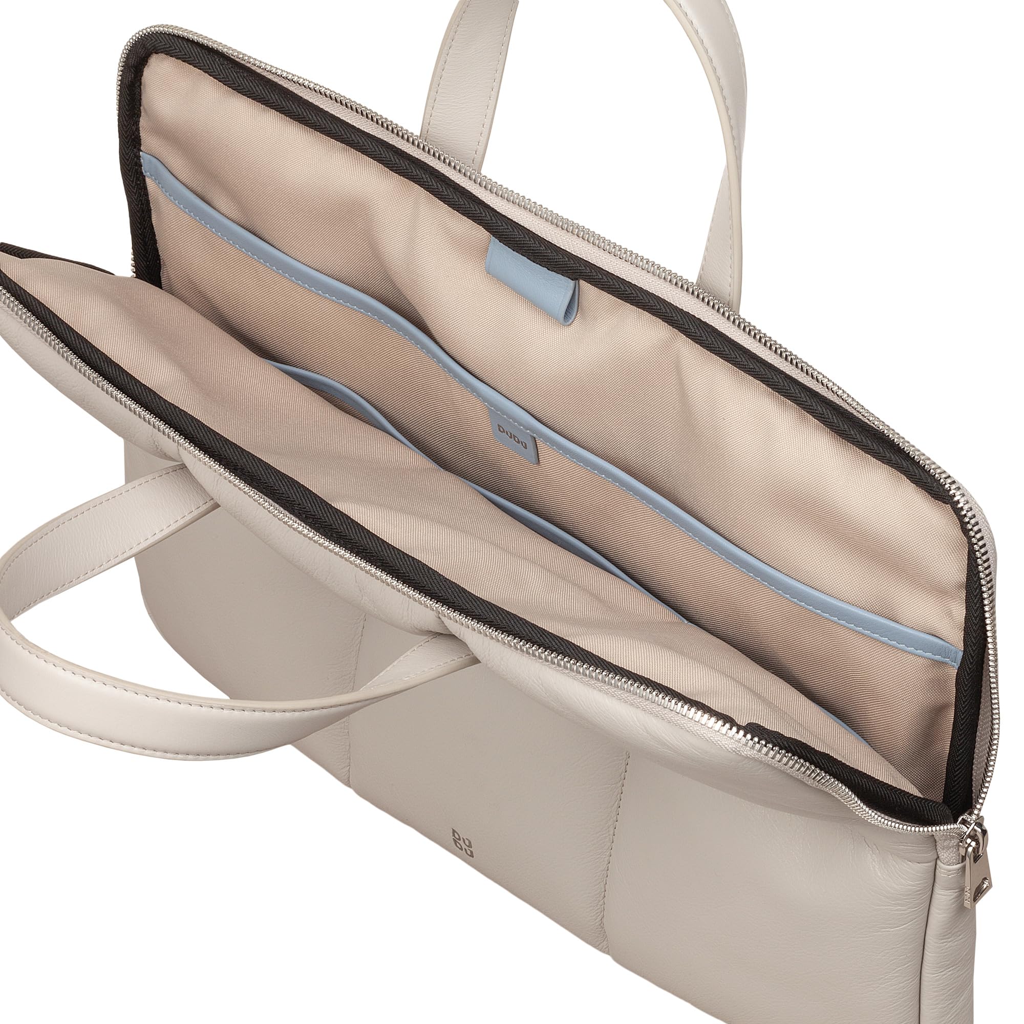 DuDu Borsa Porta PC Donna 14 Pollici con Tracolla in Pelle Trapuntata Imbottita, Porta Laptop Notebook fino a 14", Cartella Borsa Sleeve Elegante Perla