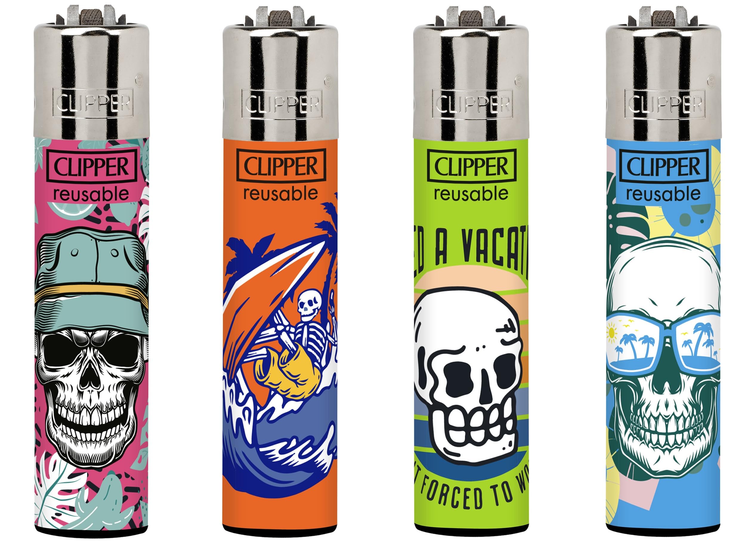 Ksp partners ltd e-commerce 4 x CLIPPER LIGHTERS -VACAY SKULLS