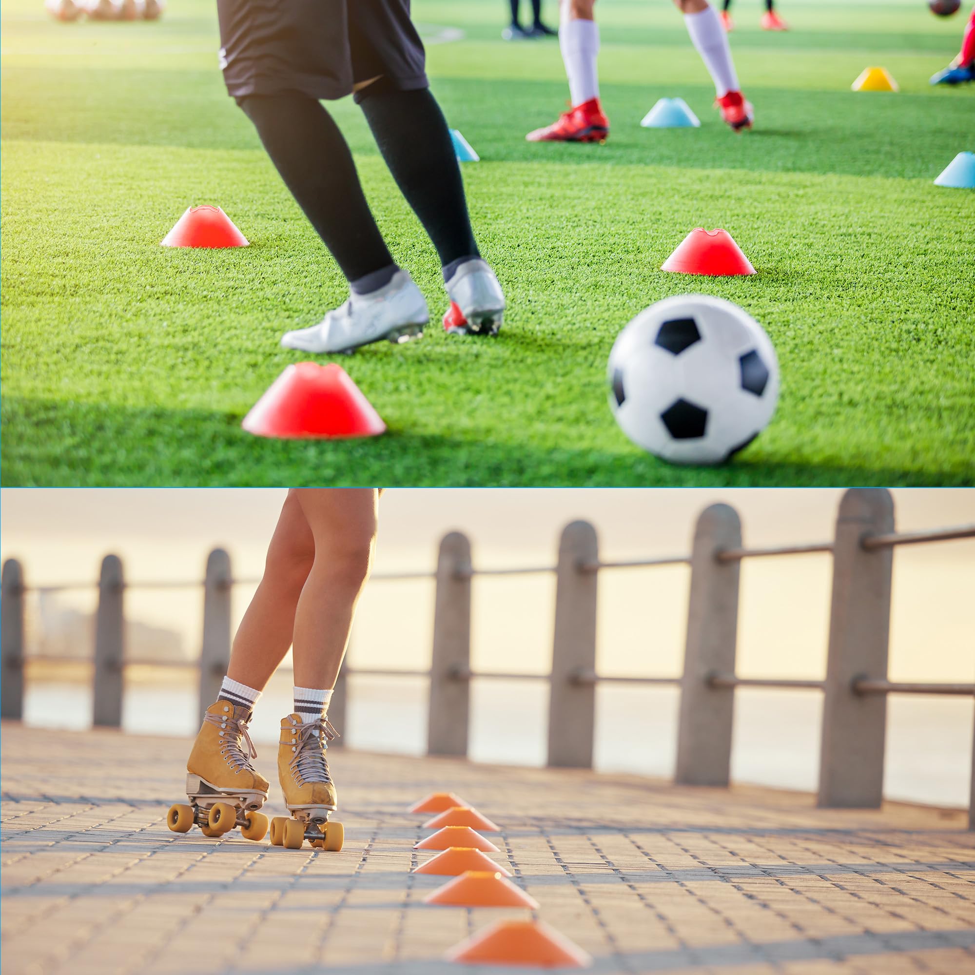 PATIKIL Fútbol Disco Conos, 40 Paquete Plástico Fútbol Campo Marcador Conos con Almacenar/Transporte Bolsa para Agilidad Deporte Entrenamiento, Rojo