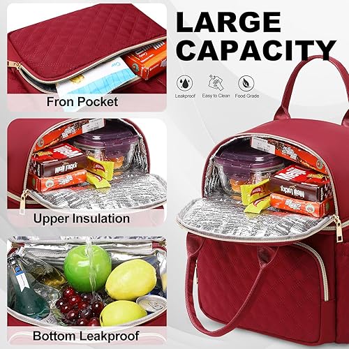 Miniatura 5 de AIJIEKE Bolsa de almuerzo para hombres y mujeres, lonchera de doble compartimento, bolsas de almuerzo aisladas, bolsa de almuerzo grande para