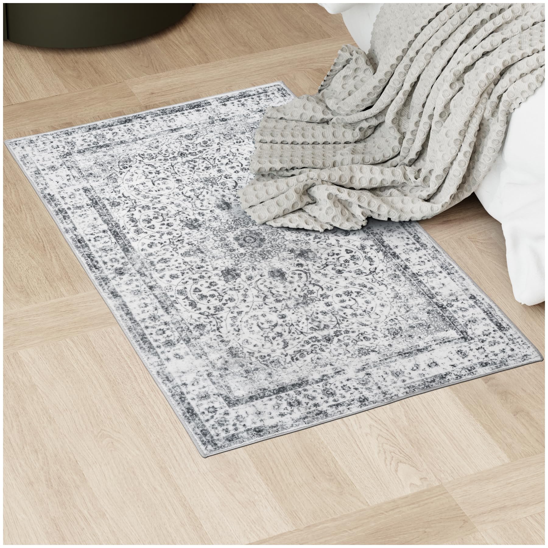 TecTake Alfombra Pelo Corto y Diseño Vintage, Mullida, Suave y Resistente, Lavable a Máquina, Base de Plástico TPE Antideslizante, Ideal para Salón, Dormitorio, Habitación Matrimonio OEKO-TEX STANDARD 100