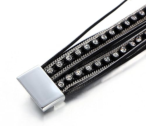 Miniatura 6 de Fesciory - Pulseras de cuero para mujer, cuentas de cristal, diseño de leopardo, estilo bohemio, múltiples niveles