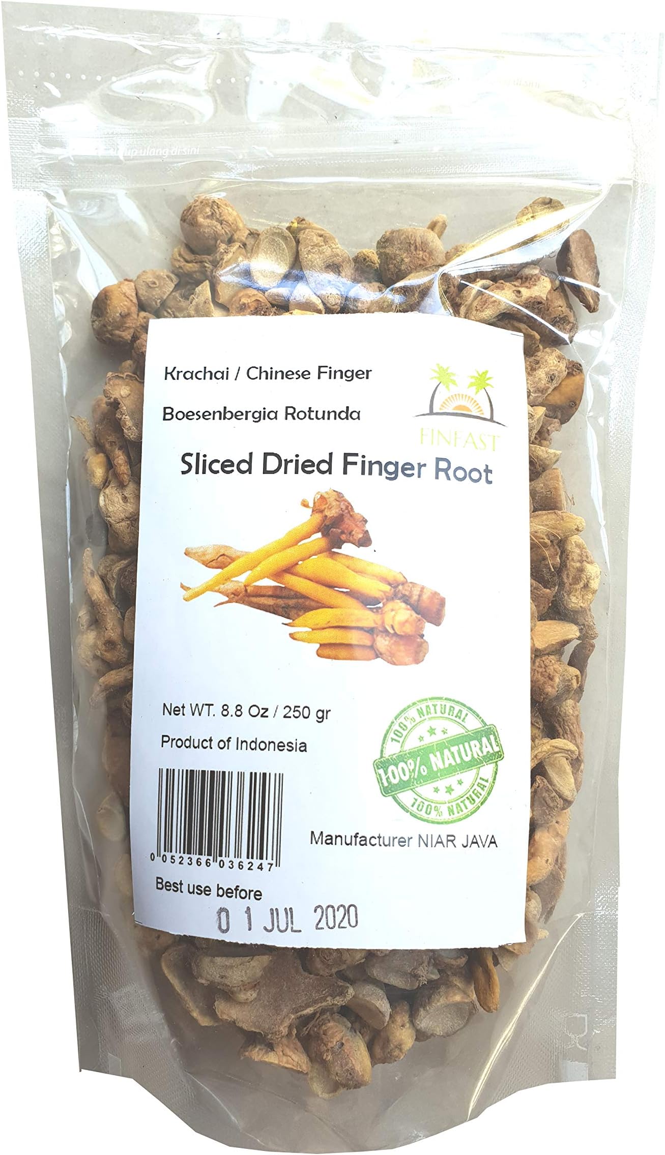 FINFAST Dried Sliced Finger Root 250 Grams (8.8 oz)