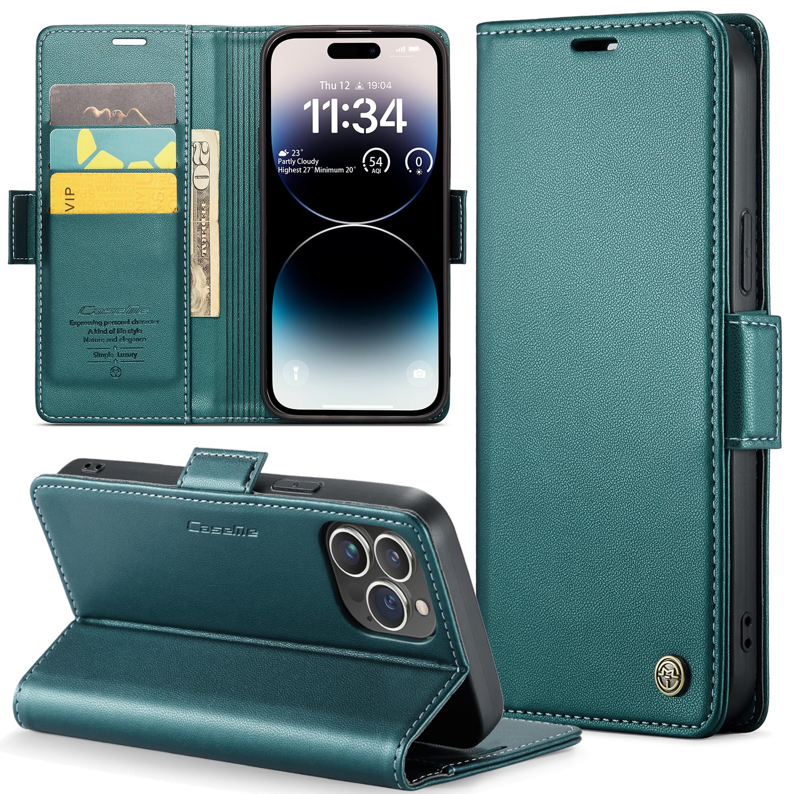 Funda IPhone 13 Tipo Libro Con Bloqueo RFID - Cuero, Tarjetero, Soporte - Protección Total