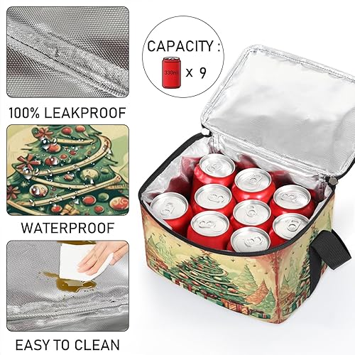 Miniatura 5 de Winter Christmas Theme Pattern Insulated Lunch Bag Women Reusable Lunch Tote Square Meal Bag for Adults Men Cooler Lunch Box for Work Travel Picnic