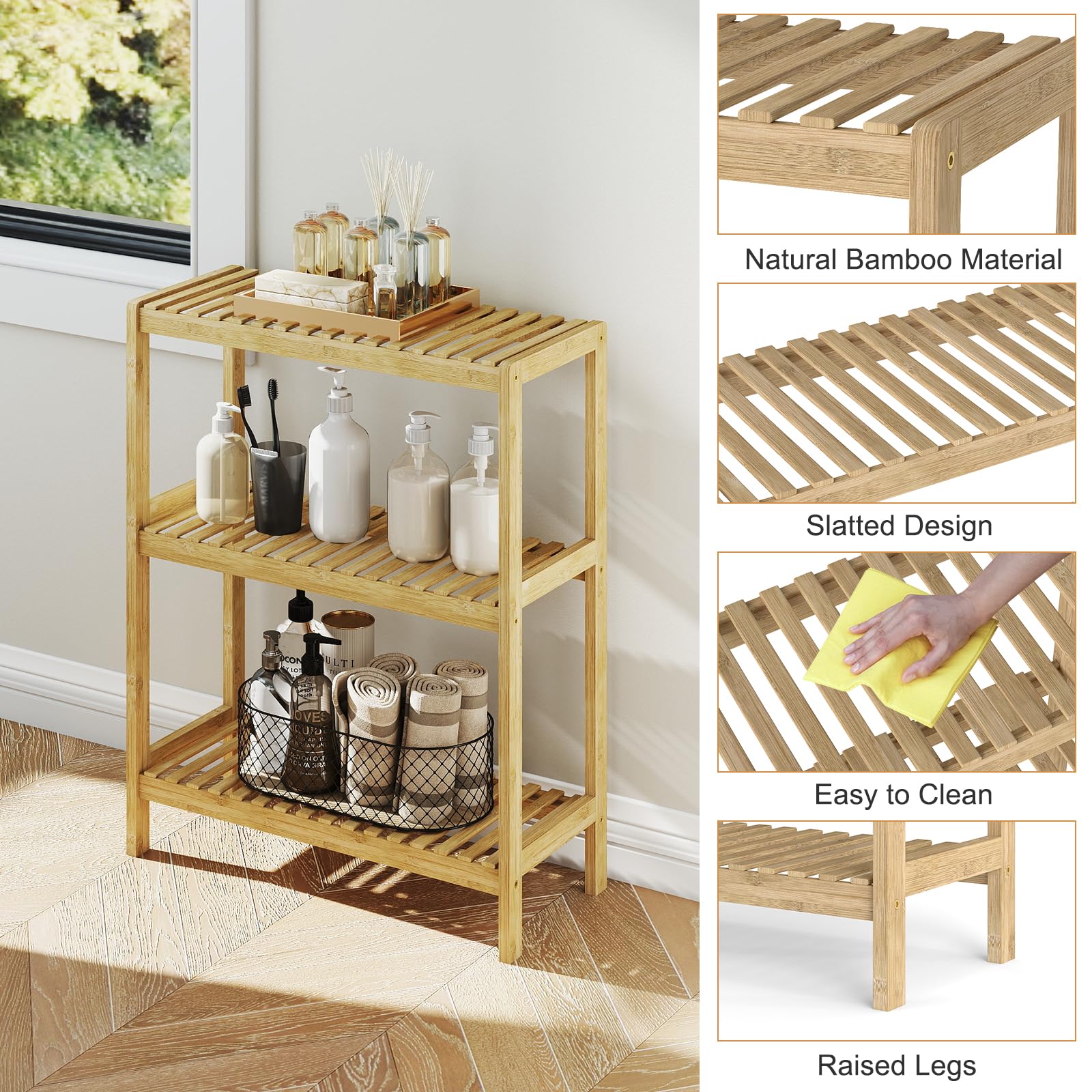 Amazon.com: kinbor Bamboo Rack Multifunctional Bathroom Kitchen
