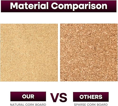 Miniatura 4 de Tablero de corcho, paquete de 4 tableros de anuncios de 12 x 12 pulgadas  14 de pulgada autoadhesivos para pared, escuela, hogar, oficina con 100