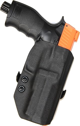 REVKEL Custom OWB Paddle Kydex Holster CCW para UMAREX T4E PDP50 Pistola de bolas de pimienta en mano derecha negra táctica policial. Hecho a mano