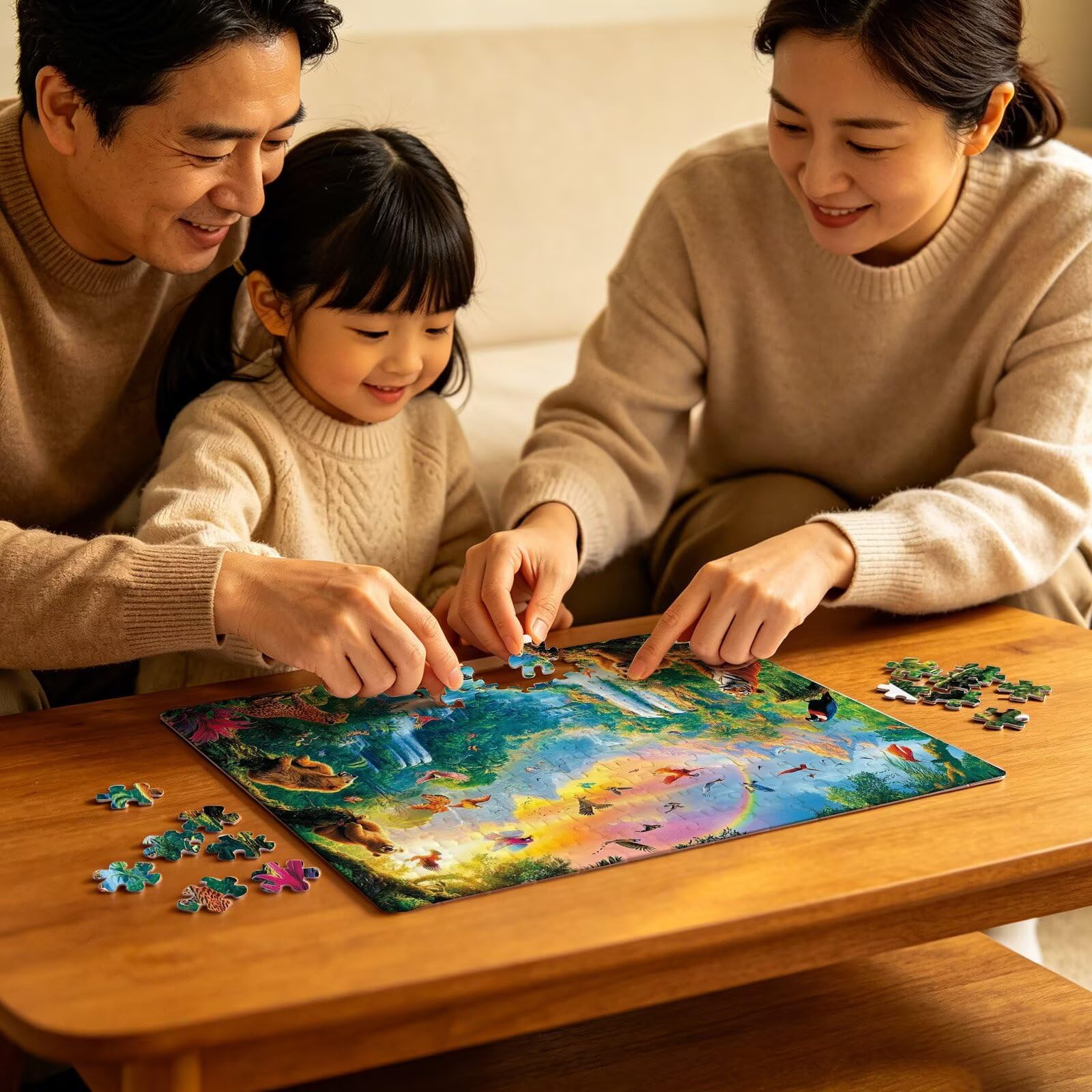 Puzzle 1000 elementów, puzzle 1000 elementów dla dorosłych, trudne puzzle, druk w wysokiej rozdzielczości i jasne kolory, drewniane puzzle w kolorze zwierząt (2) z wykwintnym pudełkiem do pakowania
