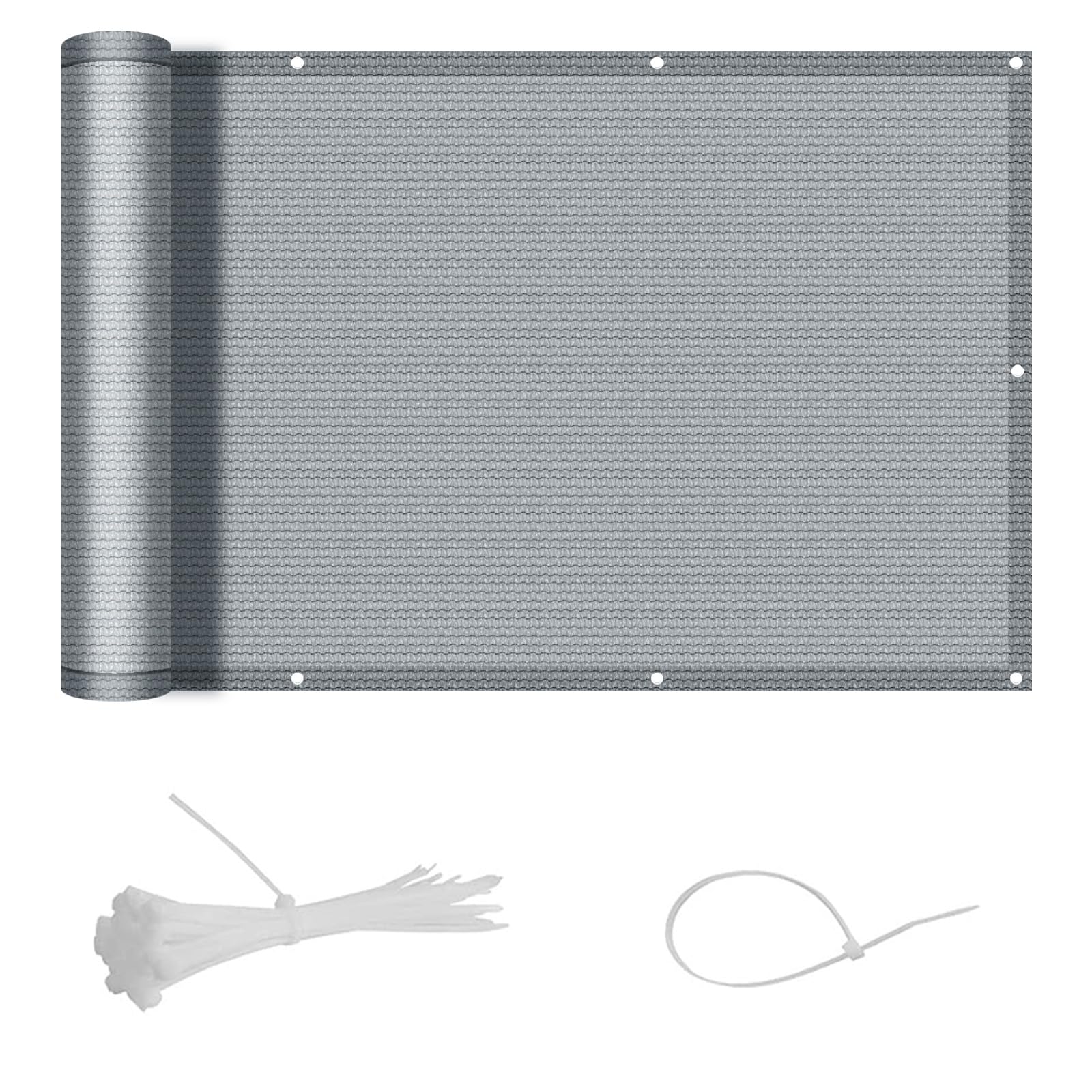 SUNNY GUARD Brise Vue Balcon 100x600cm HDPE Protection Solaire Respirabilité Gris