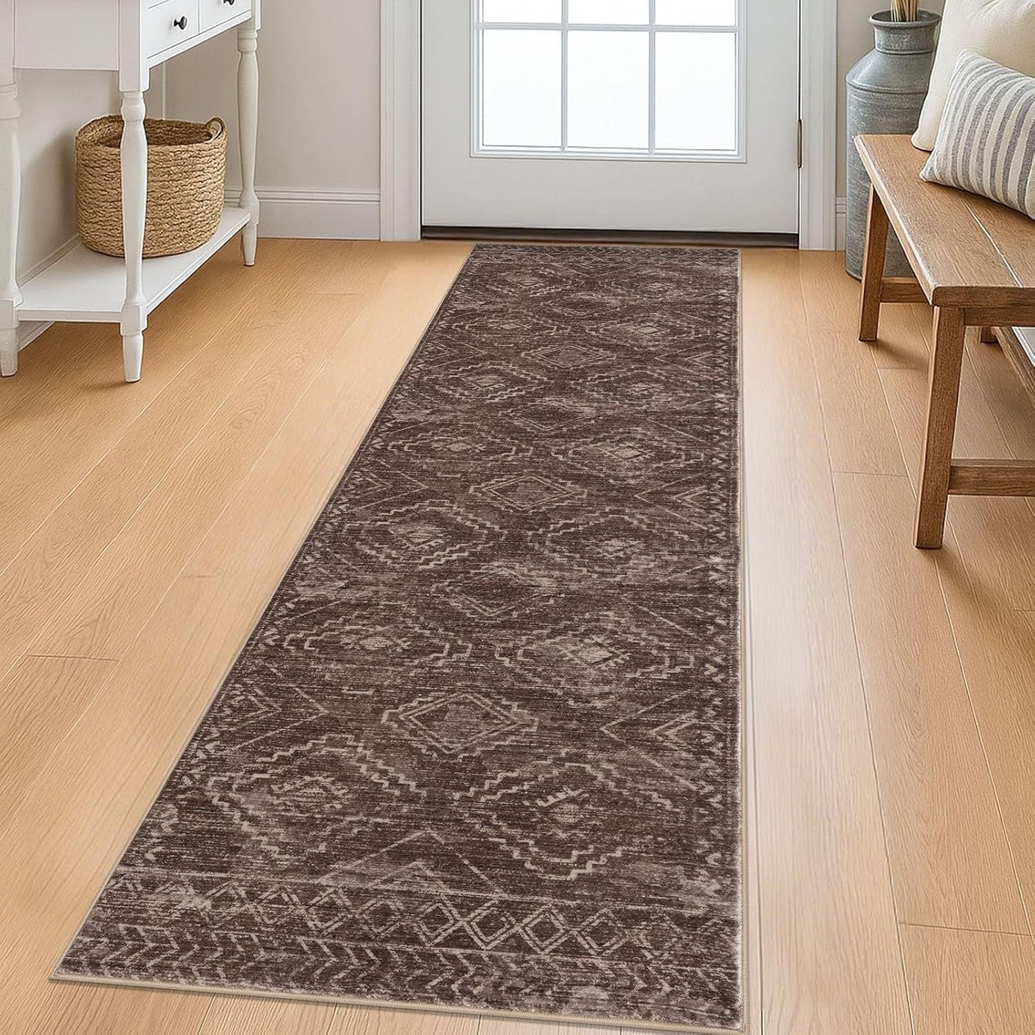 Alfombra cocina lavable que no desliza con diseño geométrico para suelo de pasillo